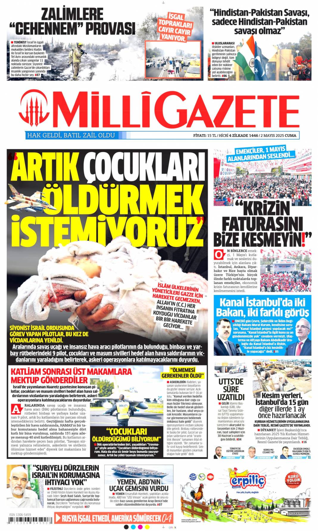 Alın terinin ve emeğin yüzyılı: 02 Mayıs 2025 Cuma gazete manşetleri 13