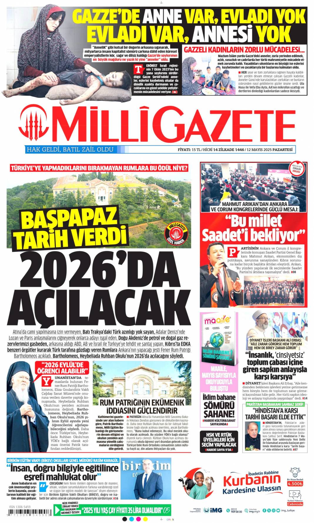 Acil çıkış İstanbul: 12 Mayıs 2025 Pazartesi gazete manşetleri 8