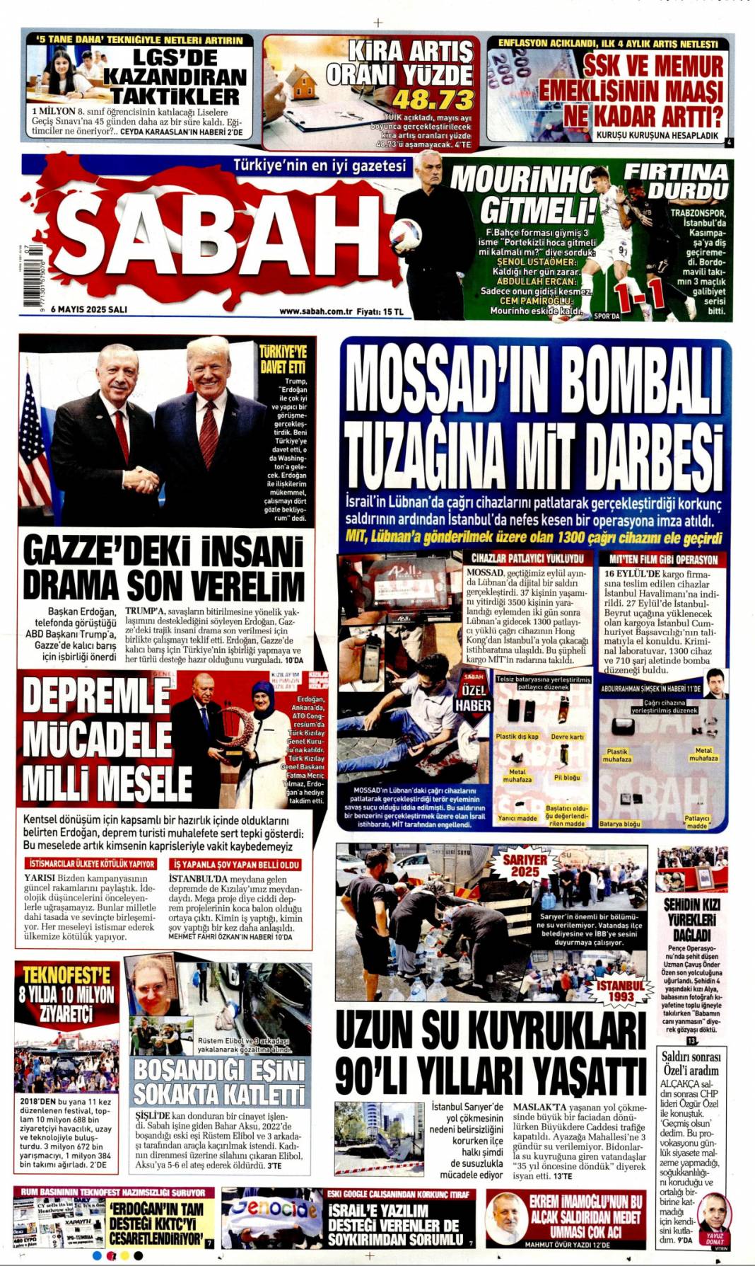 Mossad'ın bombalı tuzağına MİT darbesi! 6 Mayıs 2025 Salı gazete manşetleri 1