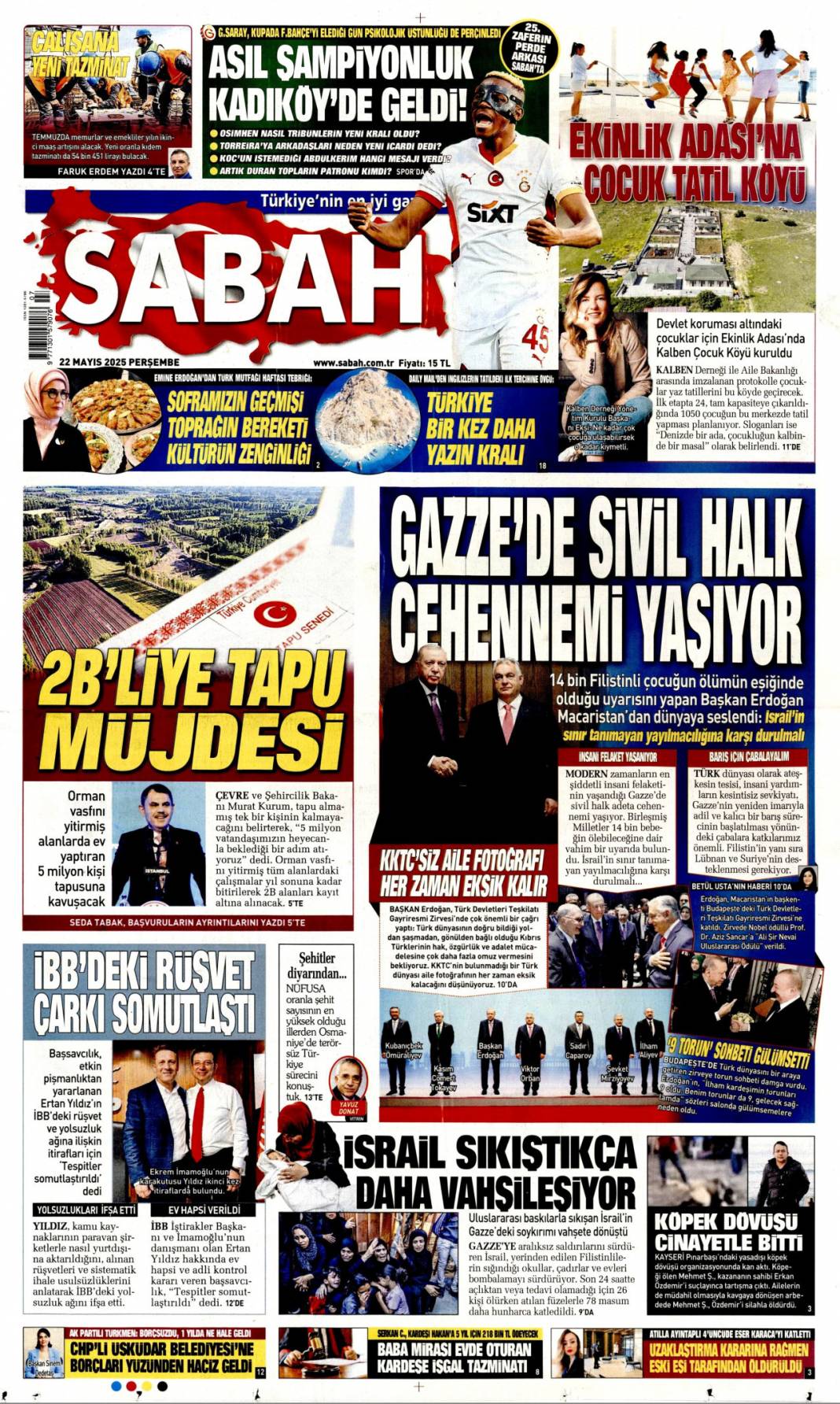 Gazze cehennemi yaşıyor: 22 mayıs 2025 Perşembe, gazete manşetleri 3