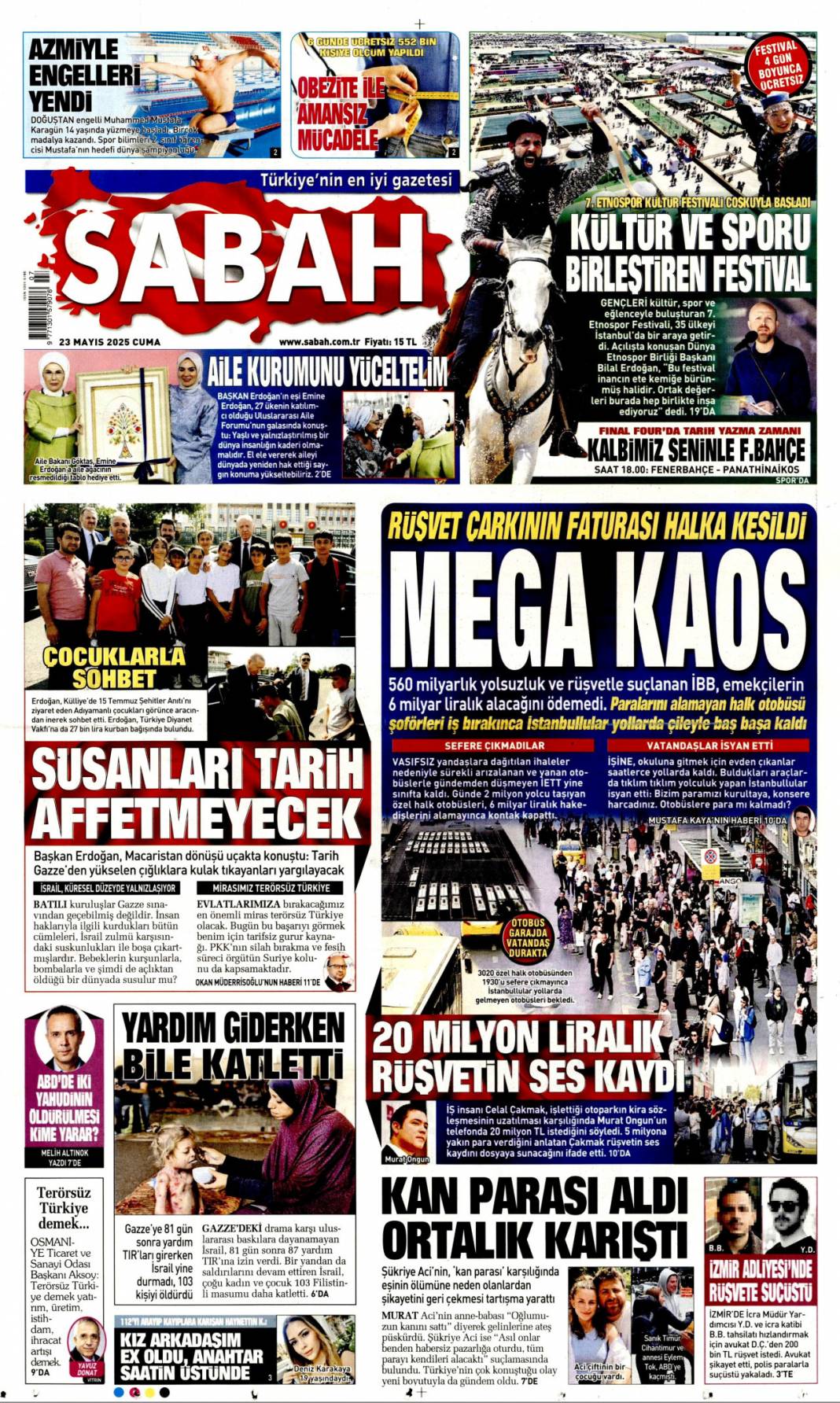 Rüşvet çarkının faturası halka kesildi: 23 Mayıs 2025 Cuma gazete manşetleri 1