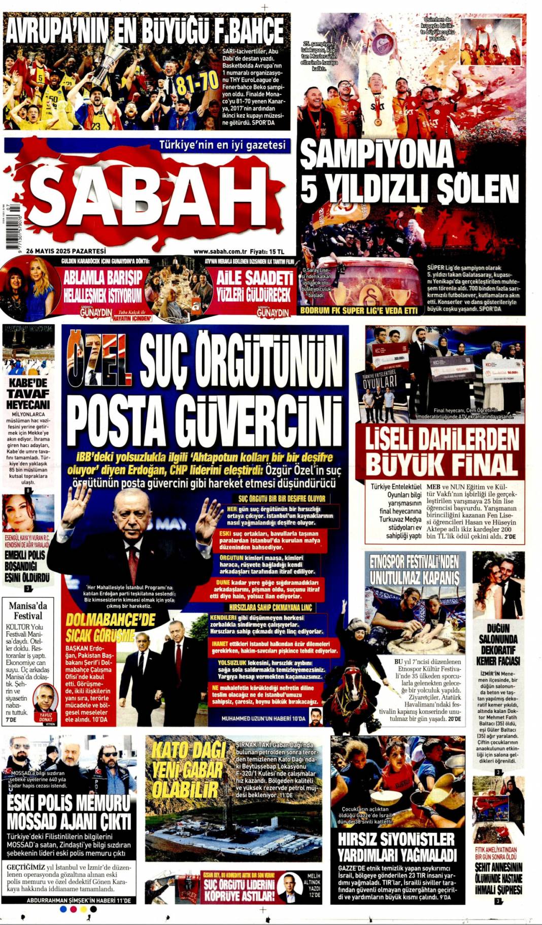 Savcıya Papalı Ağacalı tehdit: 26 Mayıs 2025 Pazartesi, güncel gazete manşetleri 4