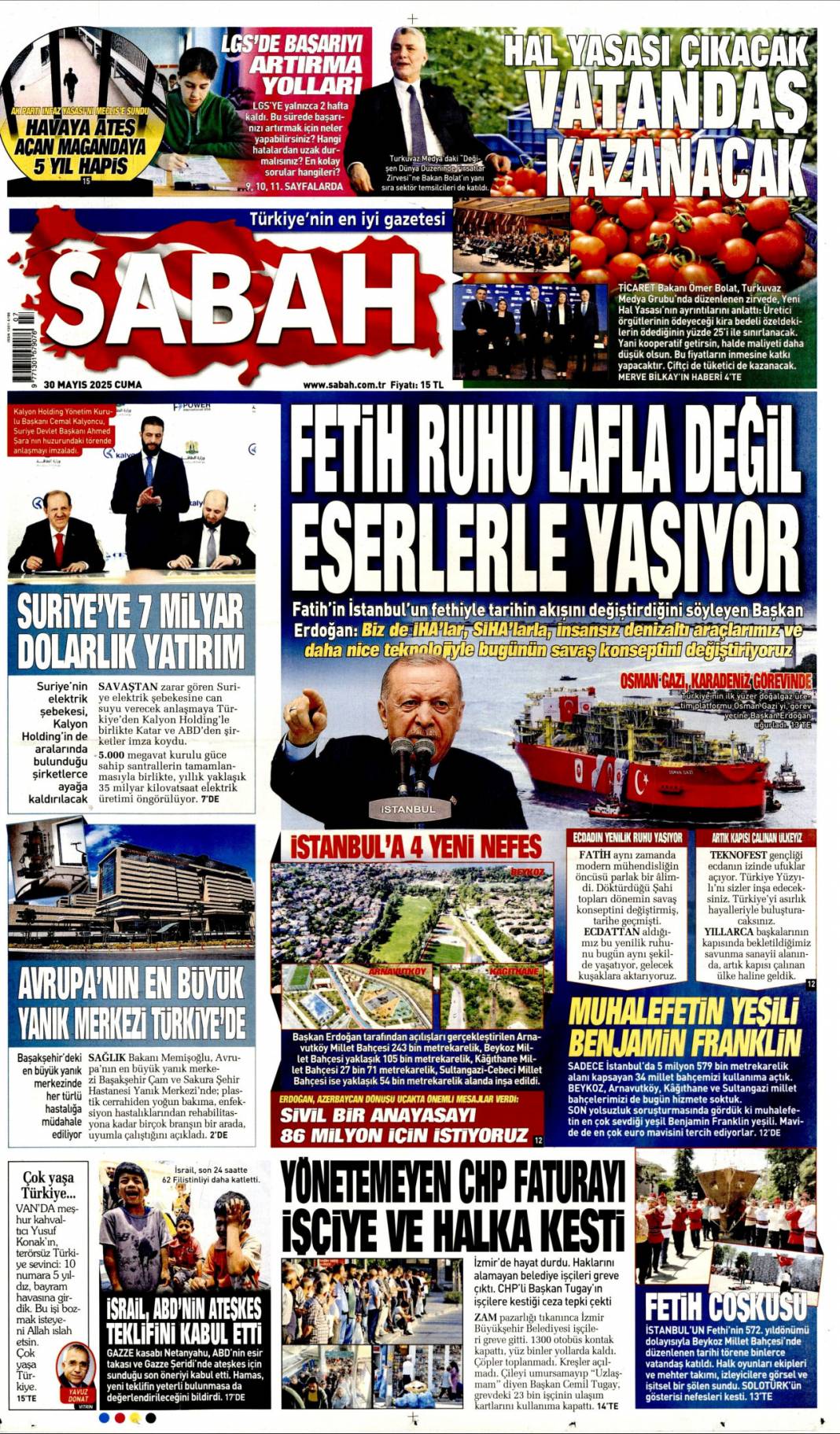 Fetih ruhu lafla değil eserlerle yaşıyor: 30 Mayıs 2025 Cuma gazete manşetleri 1