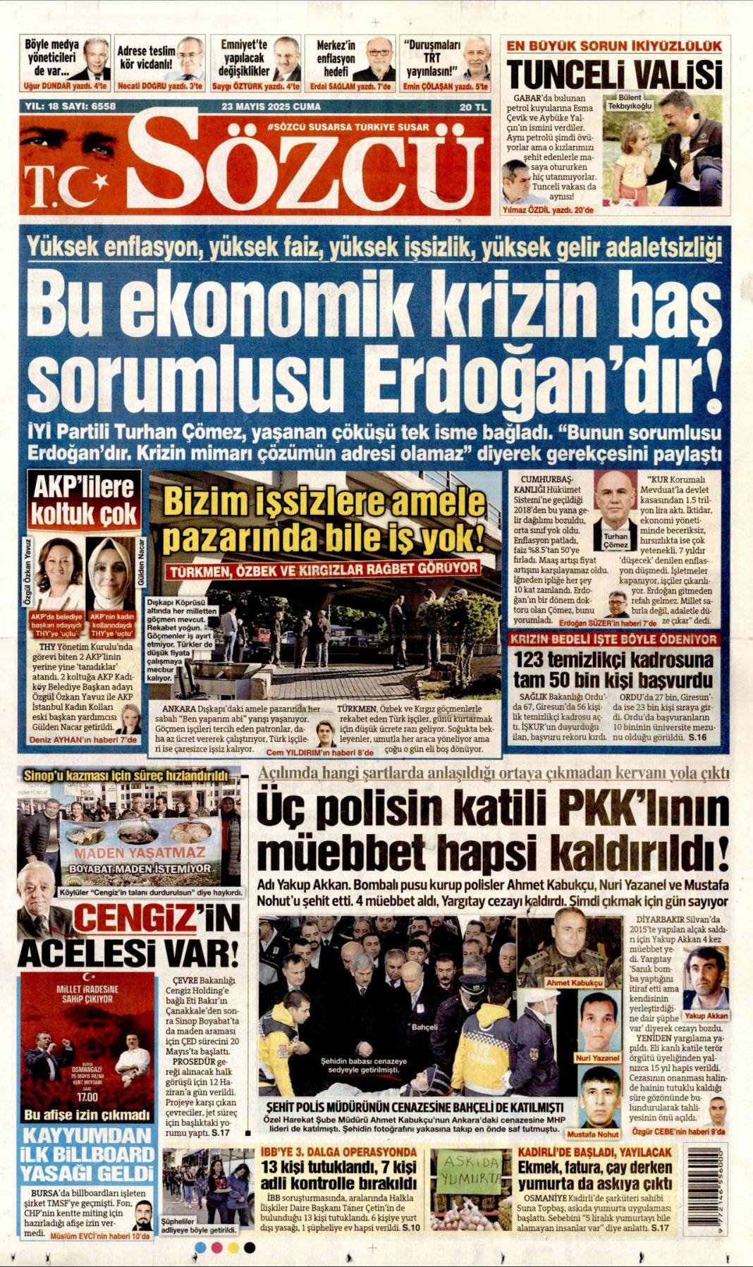 Rüşvet çarkının faturası halka kesildi: 23 Mayıs 2025 Cuma gazete manşetleri 6