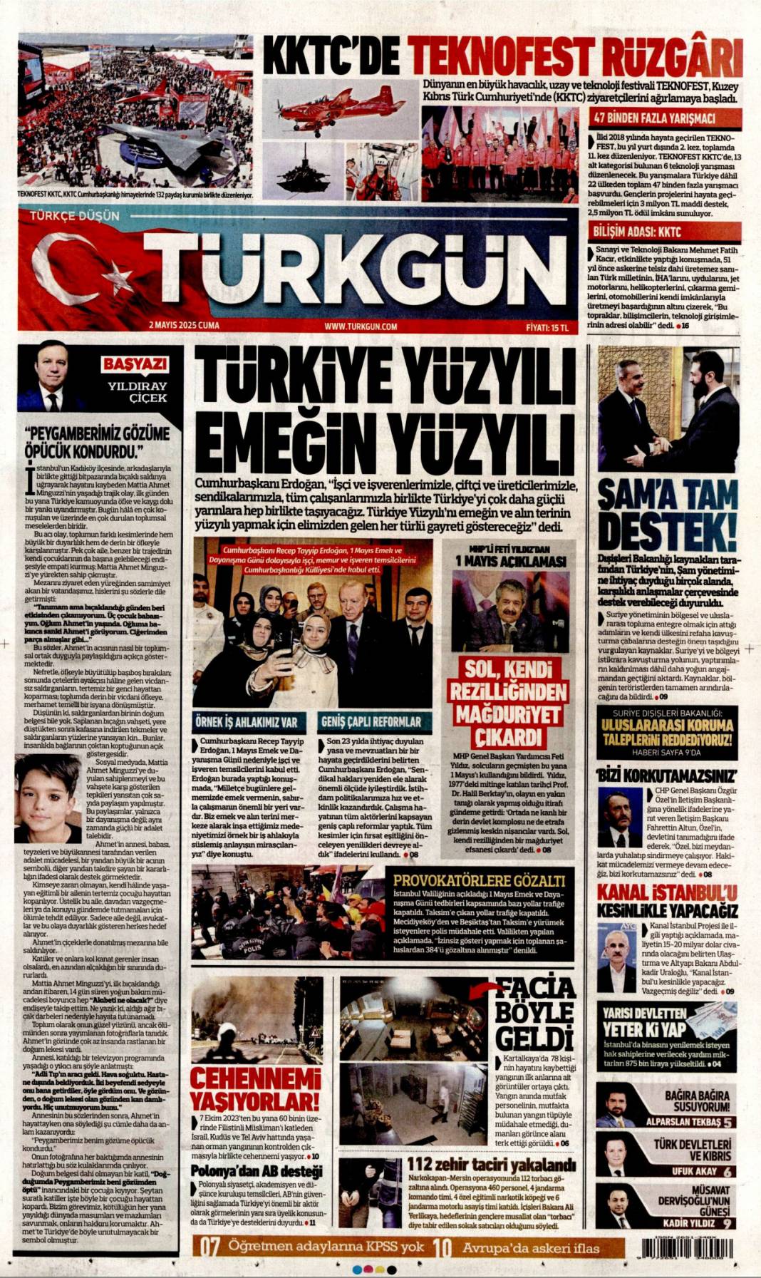 Alın terinin ve emeğin yüzyılı: 02 Mayıs 2025 Cuma gazete manşetleri 9