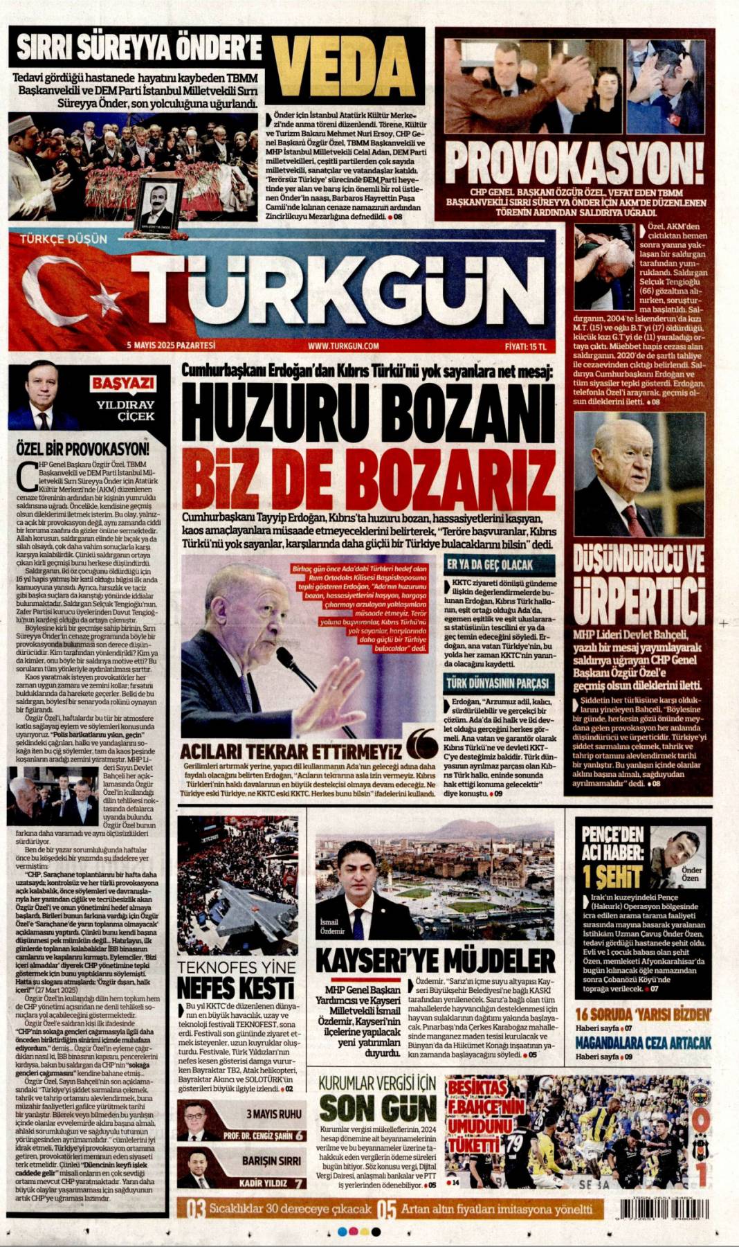Siyasete saldırı: 5 Mayıs 2025 Pazartesi güncel gazete manşetleri 11