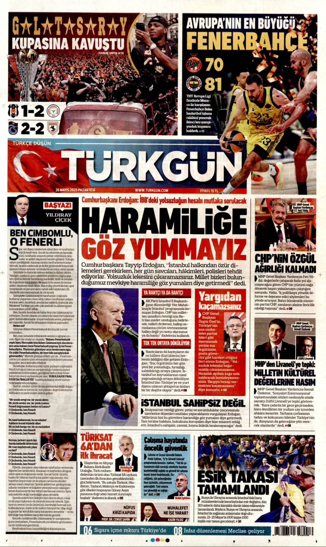 Savcıya Papalı Ağacalı tehdit: 26 Mayıs 2025 Pazartesi, güncel gazete manşetleri 14