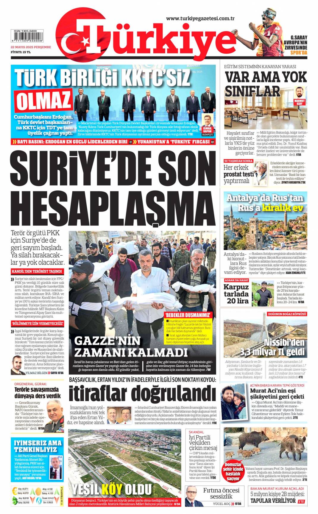 Gazze cehennemi yaşıyor: 22 mayıs 2025 Perşembe, gazete manşetleri 2