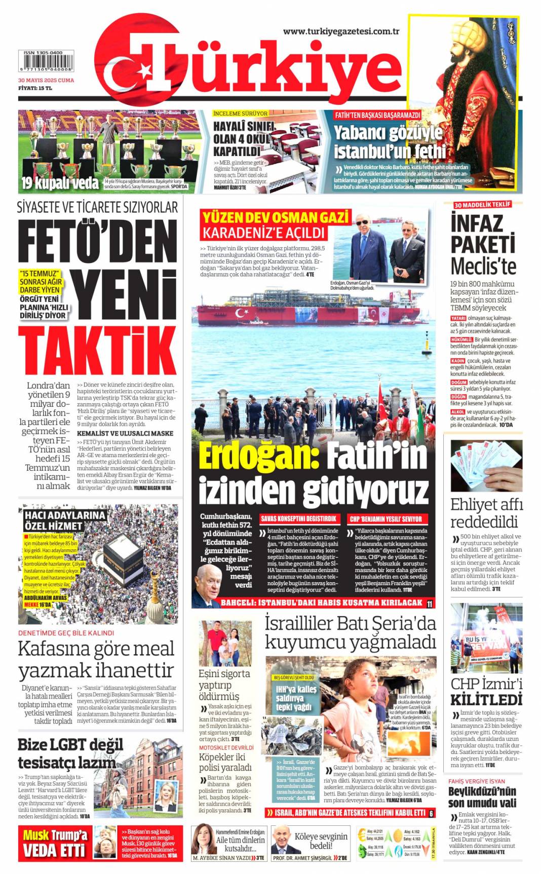 Fetih ruhu lafla değil eserlerle yaşıyor: 30 Mayıs 2025 Cuma gazete manşetleri 4