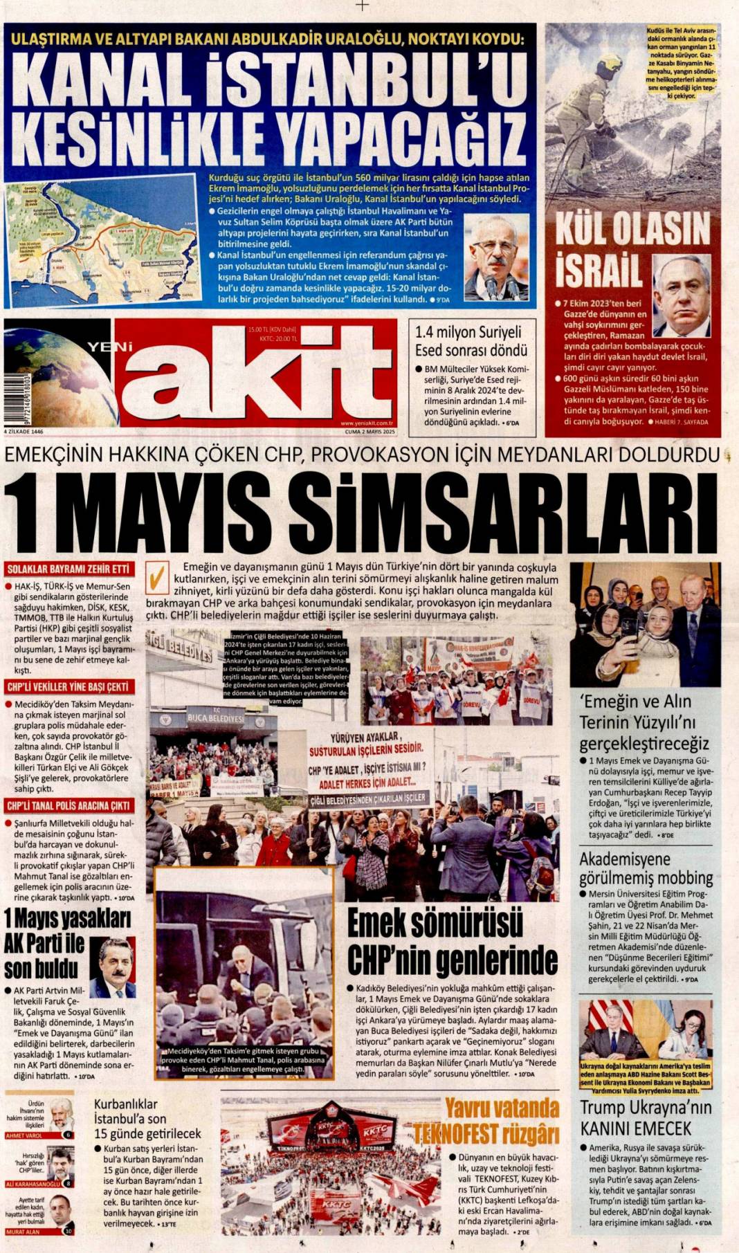 Alın terinin ve emeğin yüzyılı: 02 Mayıs 2025 Cuma gazete manşetleri 7