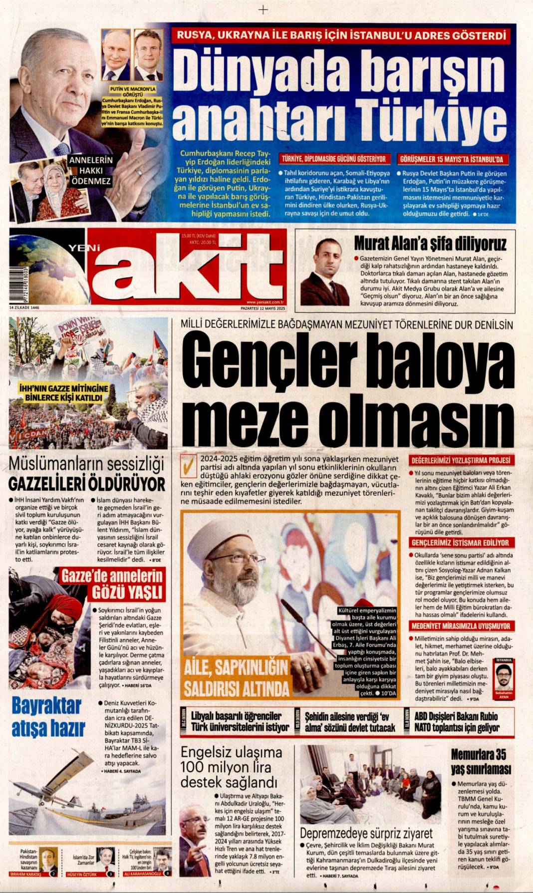 Acil çıkış İstanbul: 12 Mayıs 2025 Pazartesi gazete manşetleri 12