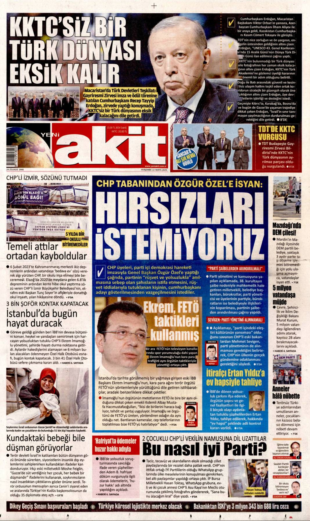 Gazze cehennemi yaşıyor: 22 mayıs 2025 Perşembe, gazete manşetleri 10