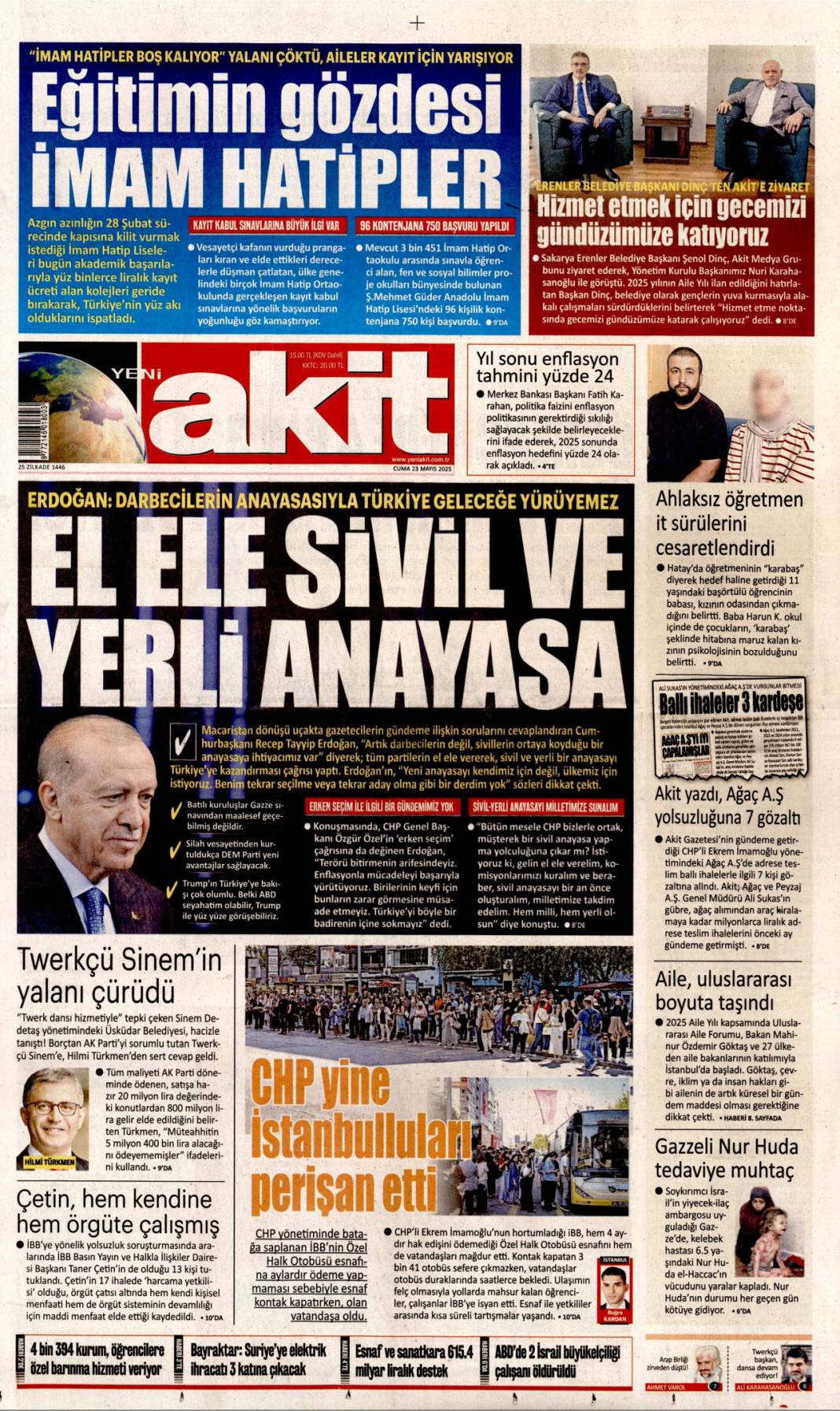 Rüşvet çarkının faturası halka kesildi: 23 Mayıs 2025 Cuma gazete manşetleri 12