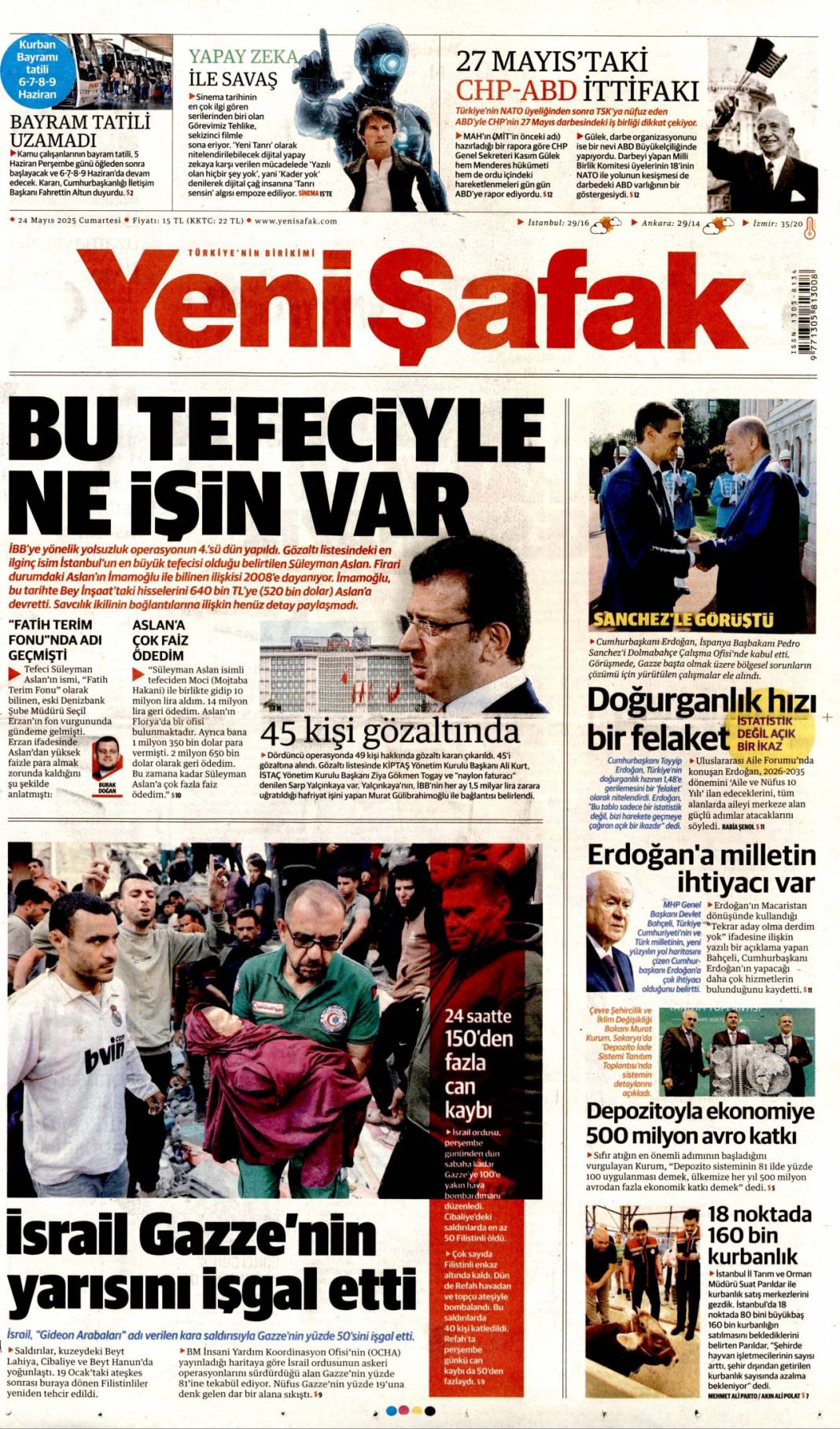 TSK'da Fetö sızıntısına büyük darbe: 24 Mayıs 2025 Cumartesi gazete manşetleri 16