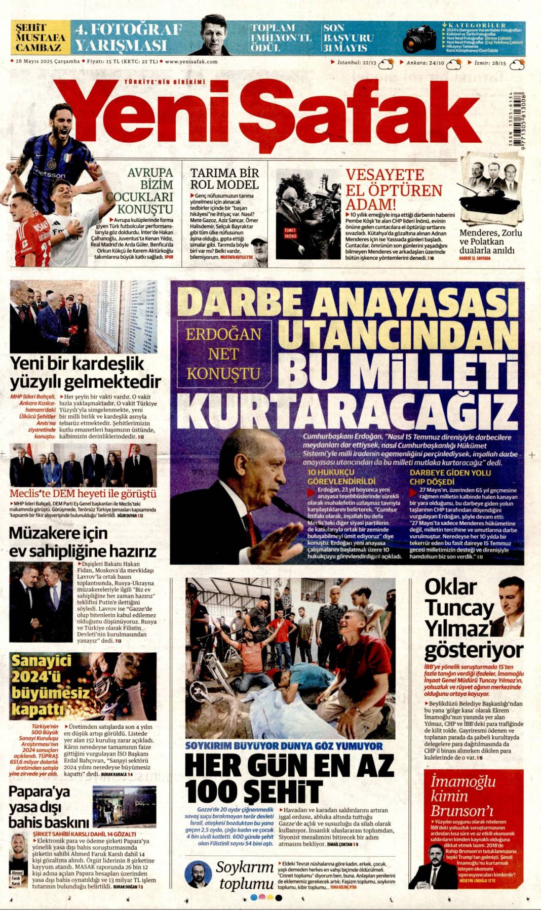 Darbe anayasasından mutlaka kurtulacağız: 28 Mayıs 2025 Çarşamba, gazete manşetleri... 14