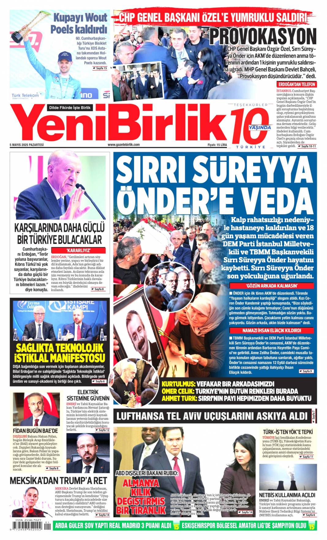Siyasete saldırı: 5 Mayıs 2025 Pazartesi güncel gazete manşetleri 14