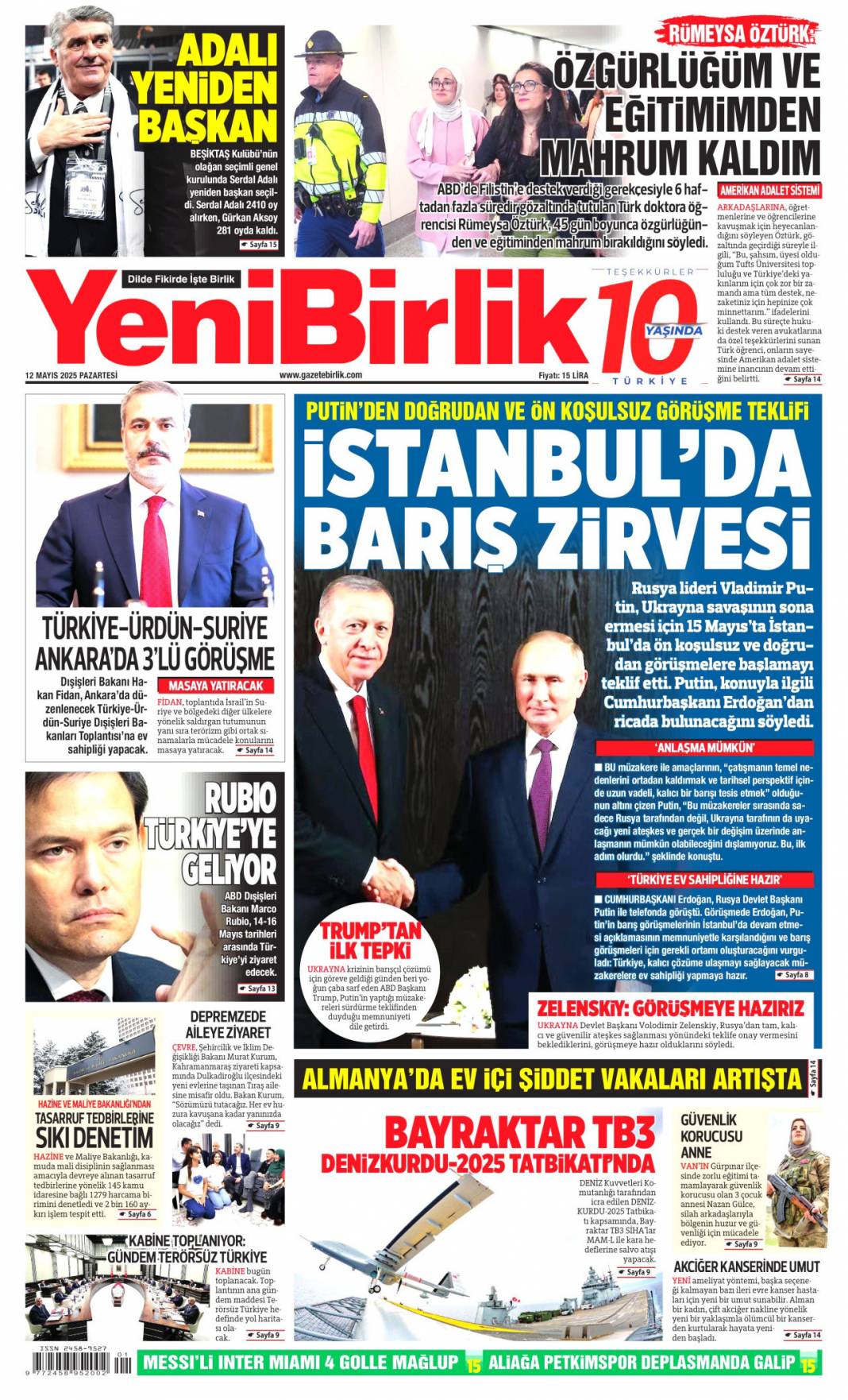 Acil çıkış İstanbul: 12 Mayıs 2025 Pazartesi gazete manşetleri 14