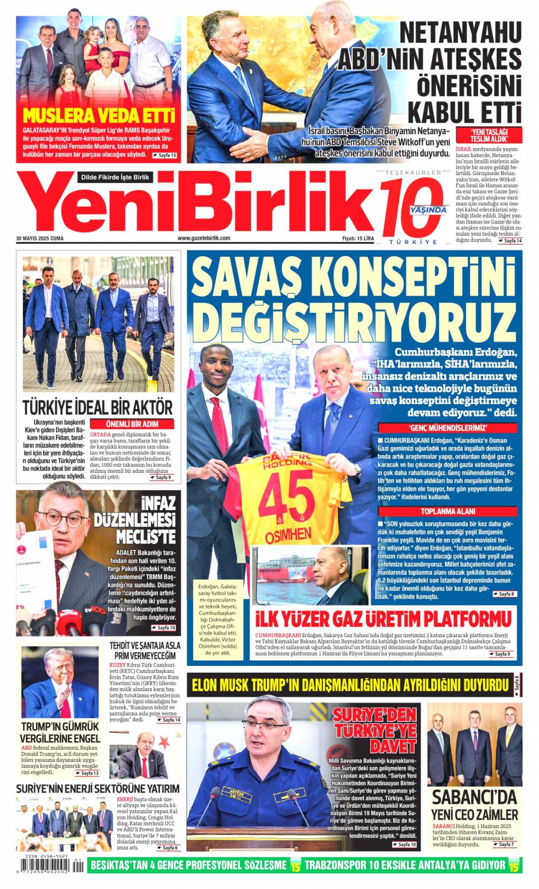 Fetih ruhu lafla değil eserlerle yaşıyor: 30 Mayıs 2025 Cuma gazete manşetleri 13