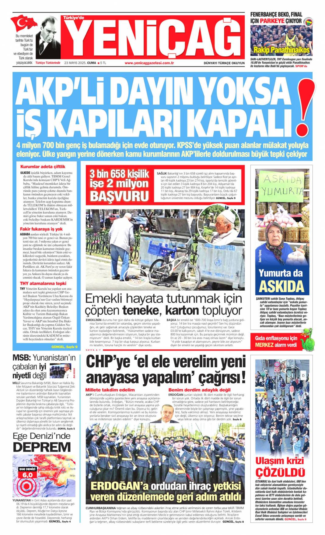 Rüşvet çarkının faturası halka kesildi: 23 Mayıs 2025 Cuma gazete manşetleri 14