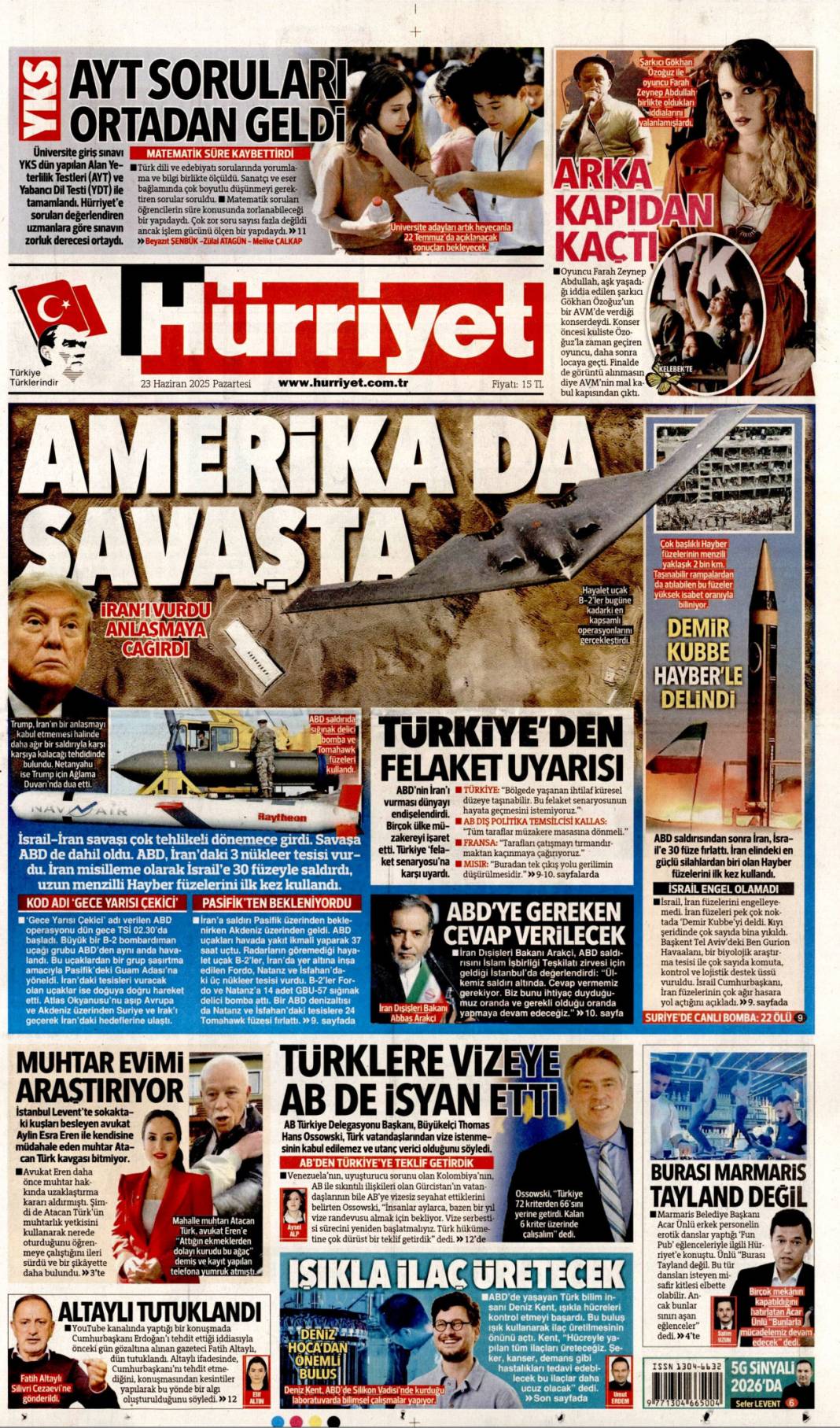 Dünya tetikte! ABD İran'ı vurdu kriz derinleşiyor: 23 Haziran 2025 gazete manşetleri 2