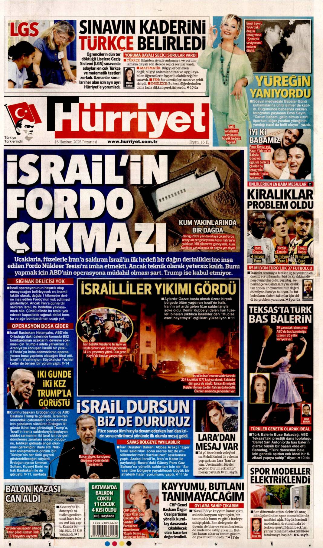 Uçak ve füze savaşı, İsrail ve İran alev alev: 16 Haziran 2025 gazete manşetleri 2