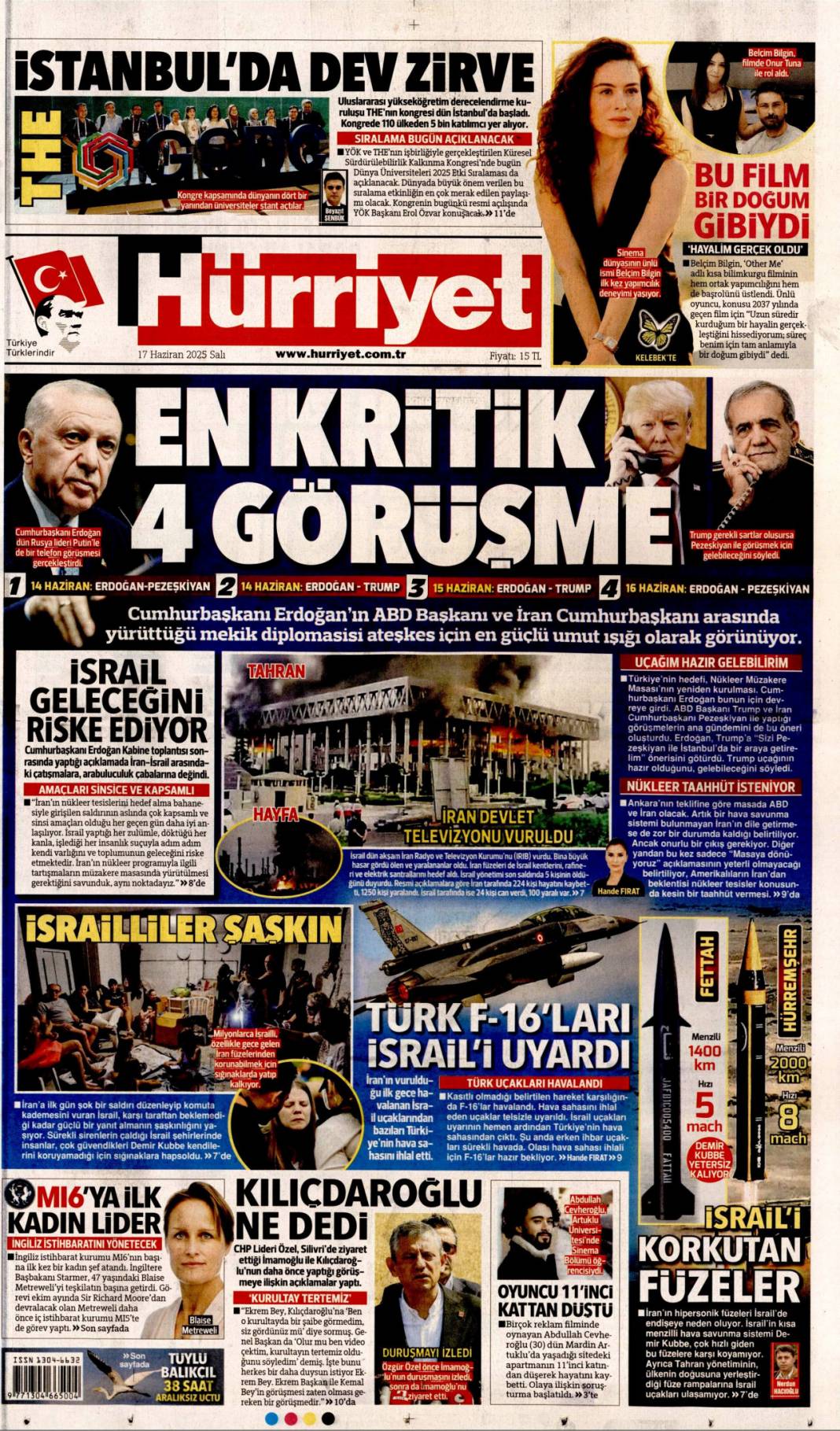 Mossad riskini erken çözdük: 17 haziran 2025 gazete manşetleri 2