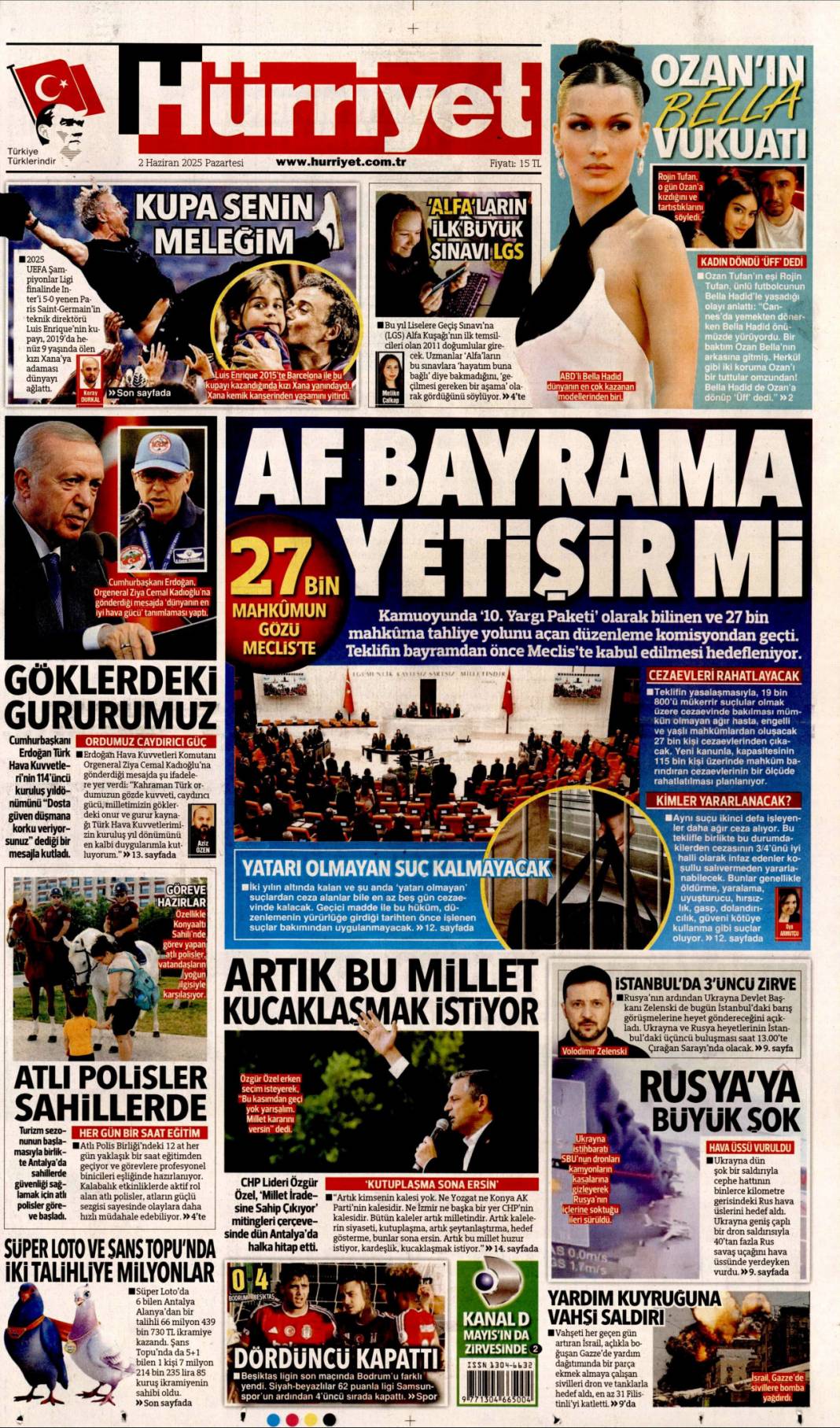 Af Bayrama Yetişir mi? 27 Bin Mahkümun gözü mecliste: 2 Haziran 2025 gazete manşetleri 1