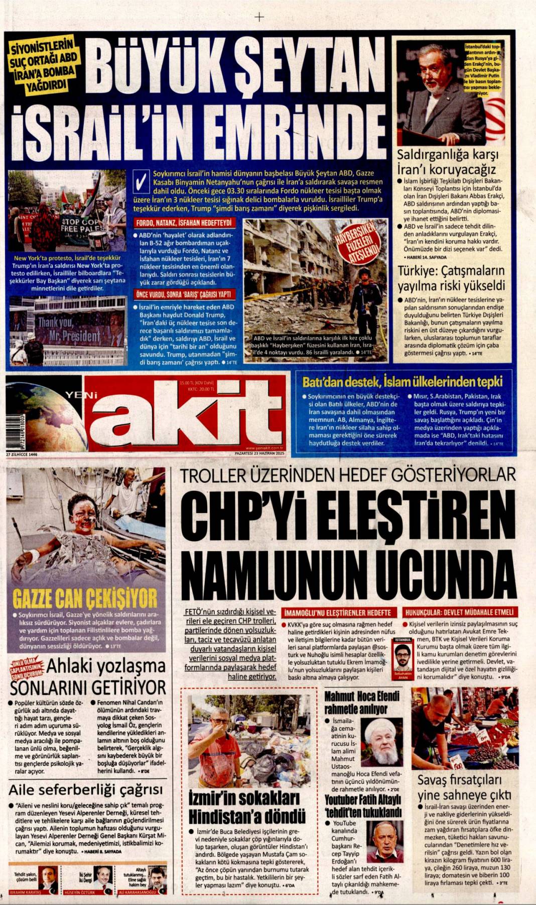 Dünya tetikte! ABD İran'ı vurdu kriz derinleşiyor: 23 Haziran 2025 gazete manşetleri 10