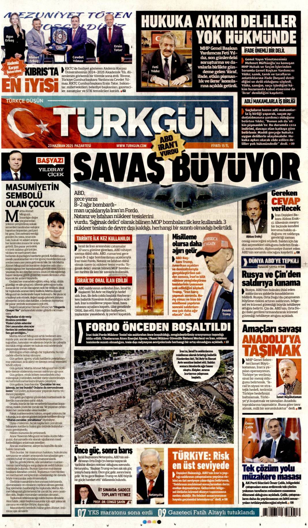 Dünya tetikte! ABD İran'ı vurdu kriz derinleşiyor: 23 Haziran 2025 gazete manşetleri 11