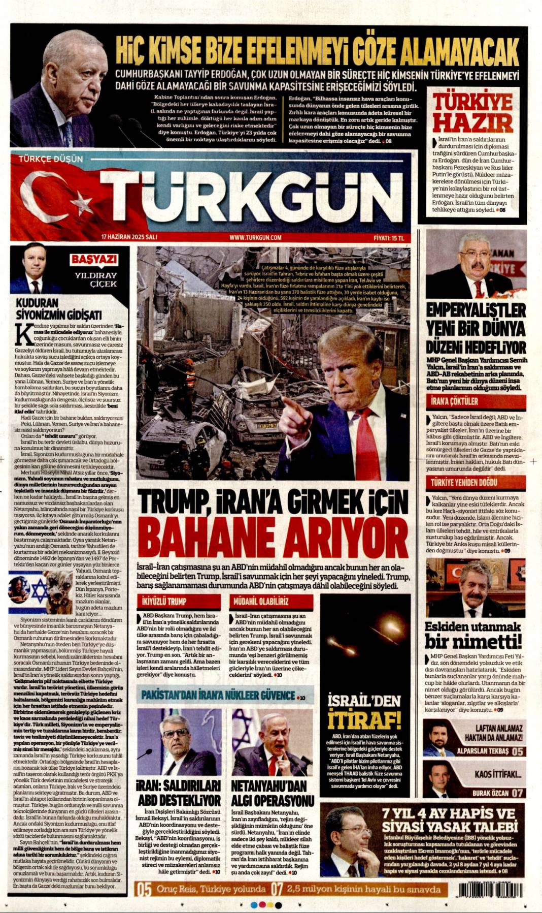 Mossad riskini erken çözdük: 17 haziran 2025 gazete manşetleri 11