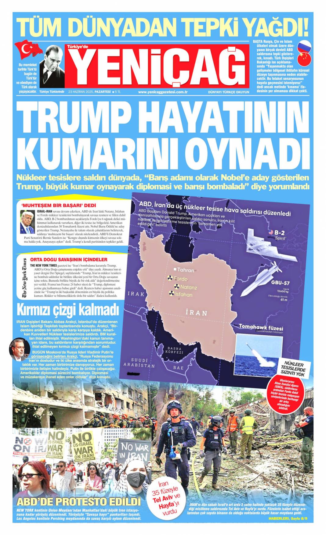 Dünya tetikte! ABD İran'ı vurdu kriz derinleşiyor: 23 Haziran 2025 gazete manşetleri 12
