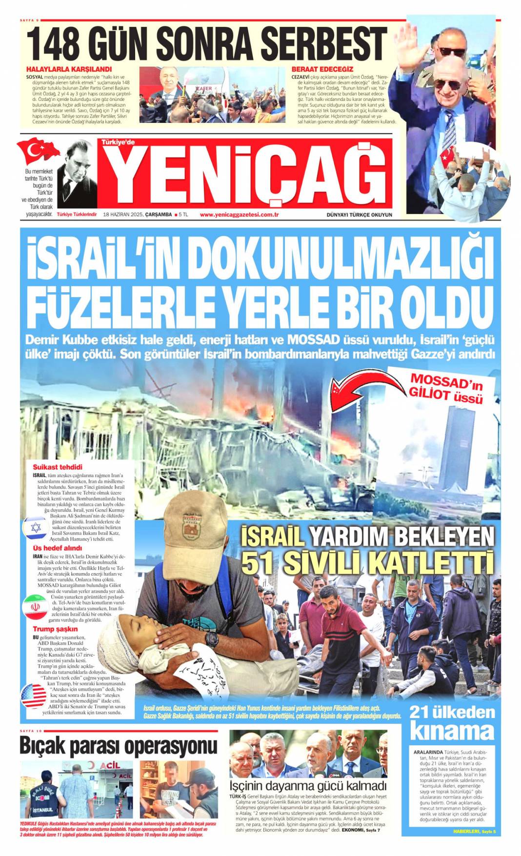 Zenginlerin hukuku! Katliamların gölgesinde toplandılar: 18 Haziran 2025 Gazete Manşetleri 12