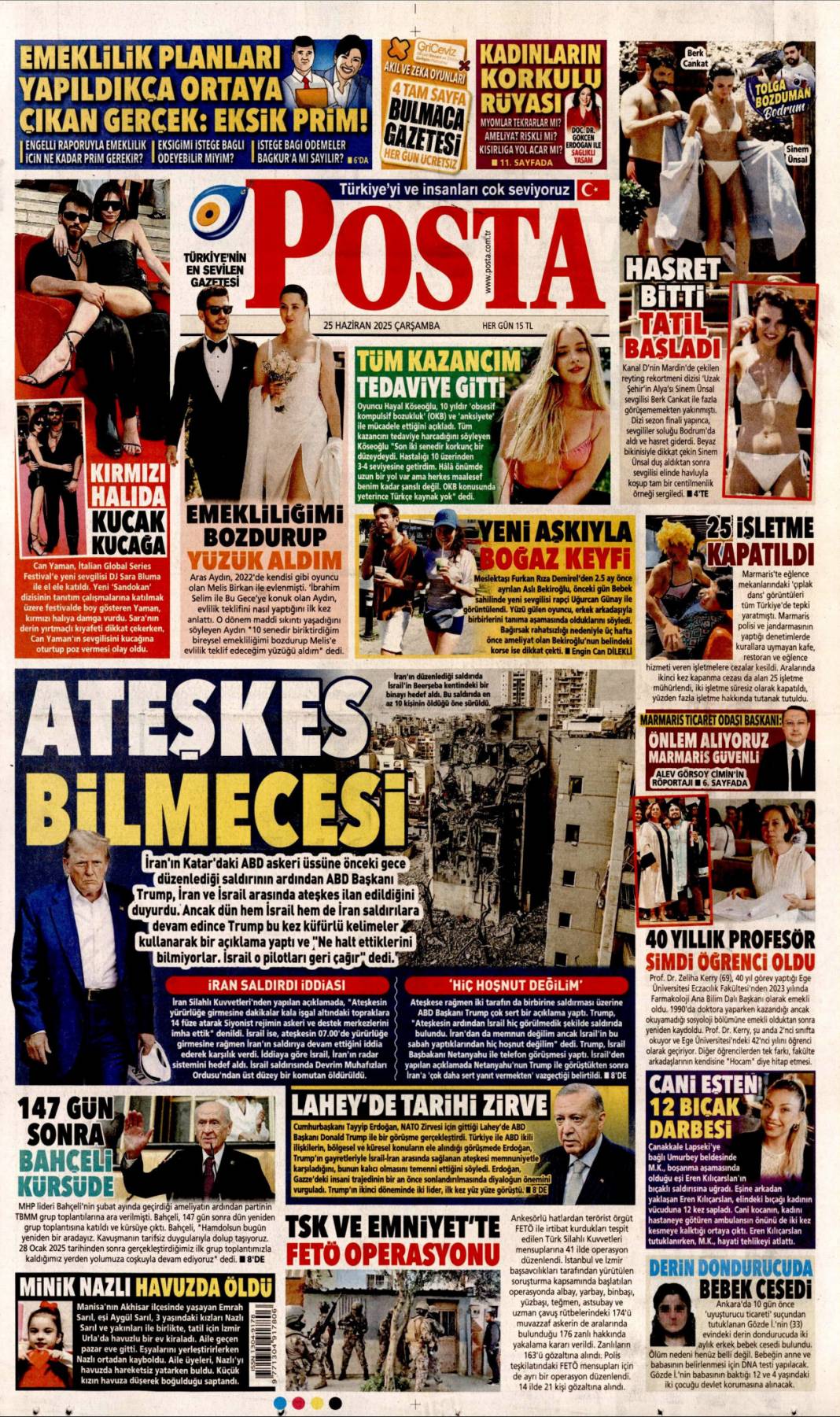 Ateşkes kalıcı olmalı! Başkan Erdoğan Trump ile görüştü: 25 Haziran 2025 gazete manşetleri 13