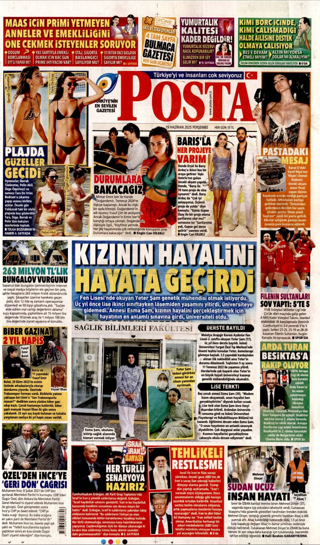 Kimse bizi sınamaya kalkmasın! 19 Haziran 2025 gazete manşetleri 14