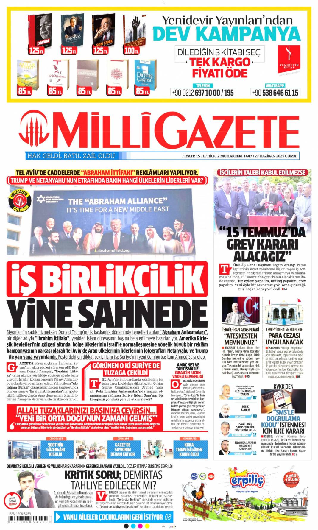 'CHP karşı çıktı biz yaptık' 27 Haziran 2025 gazete manşetleri 14