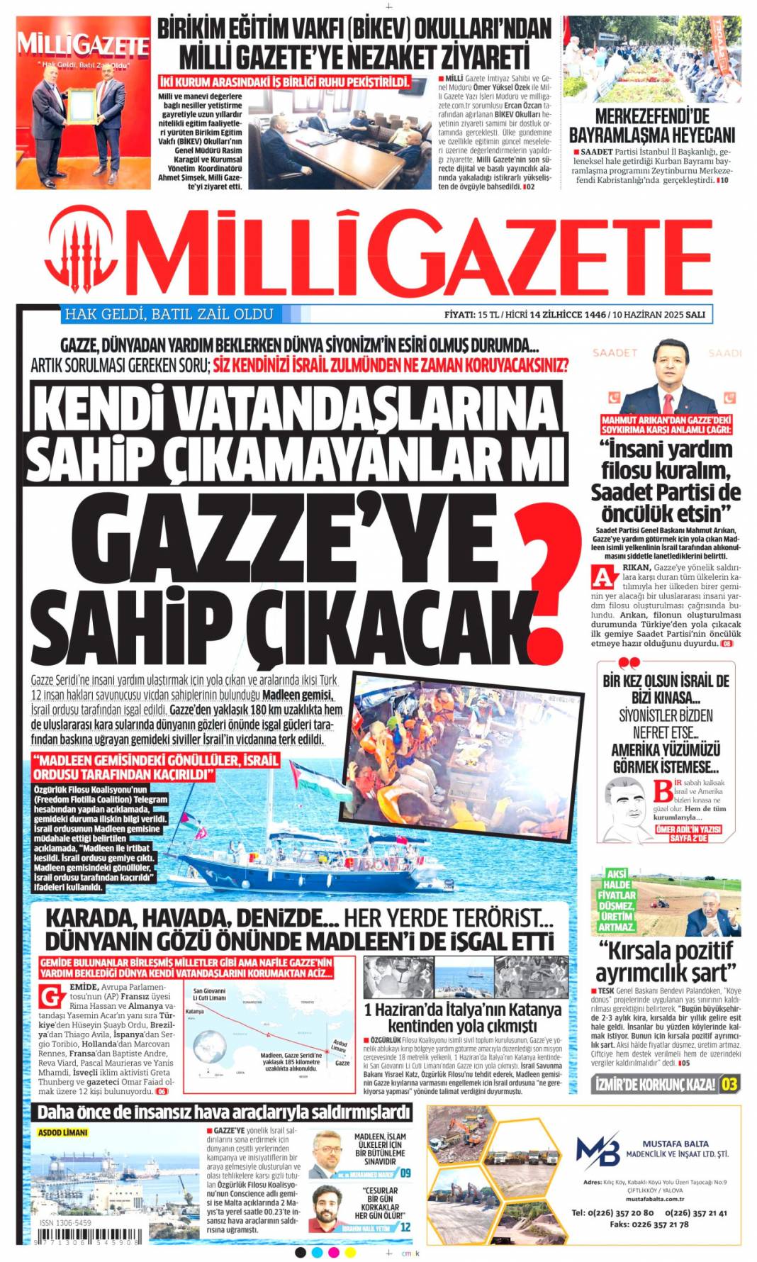 Soykırıma karşı küresel intifada: 10 Haziran 2025 gazete manşetleri 14