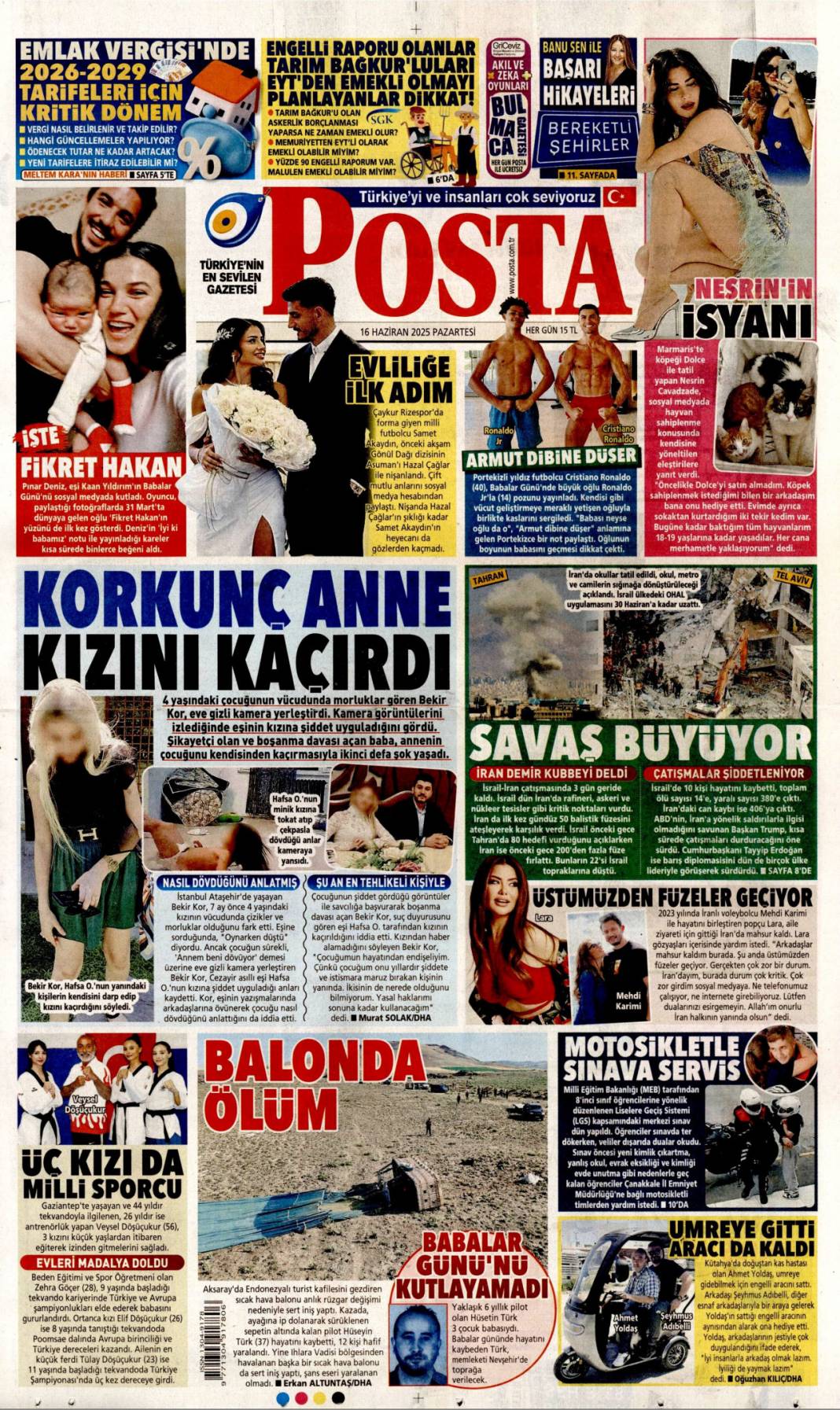 Uçak ve füze savaşı, İsrail ve İran alev alev: 16 Haziran 2025 gazete manşetleri 13
