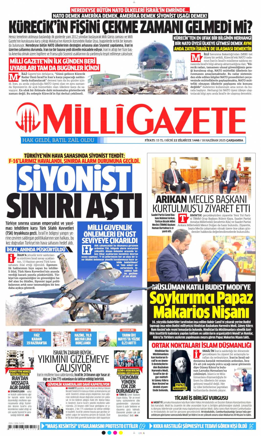 Zenginlerin hukuku! Katliamların gölgesinde toplandılar: 18 Haziran 2025 Gazete Manşetleri 14