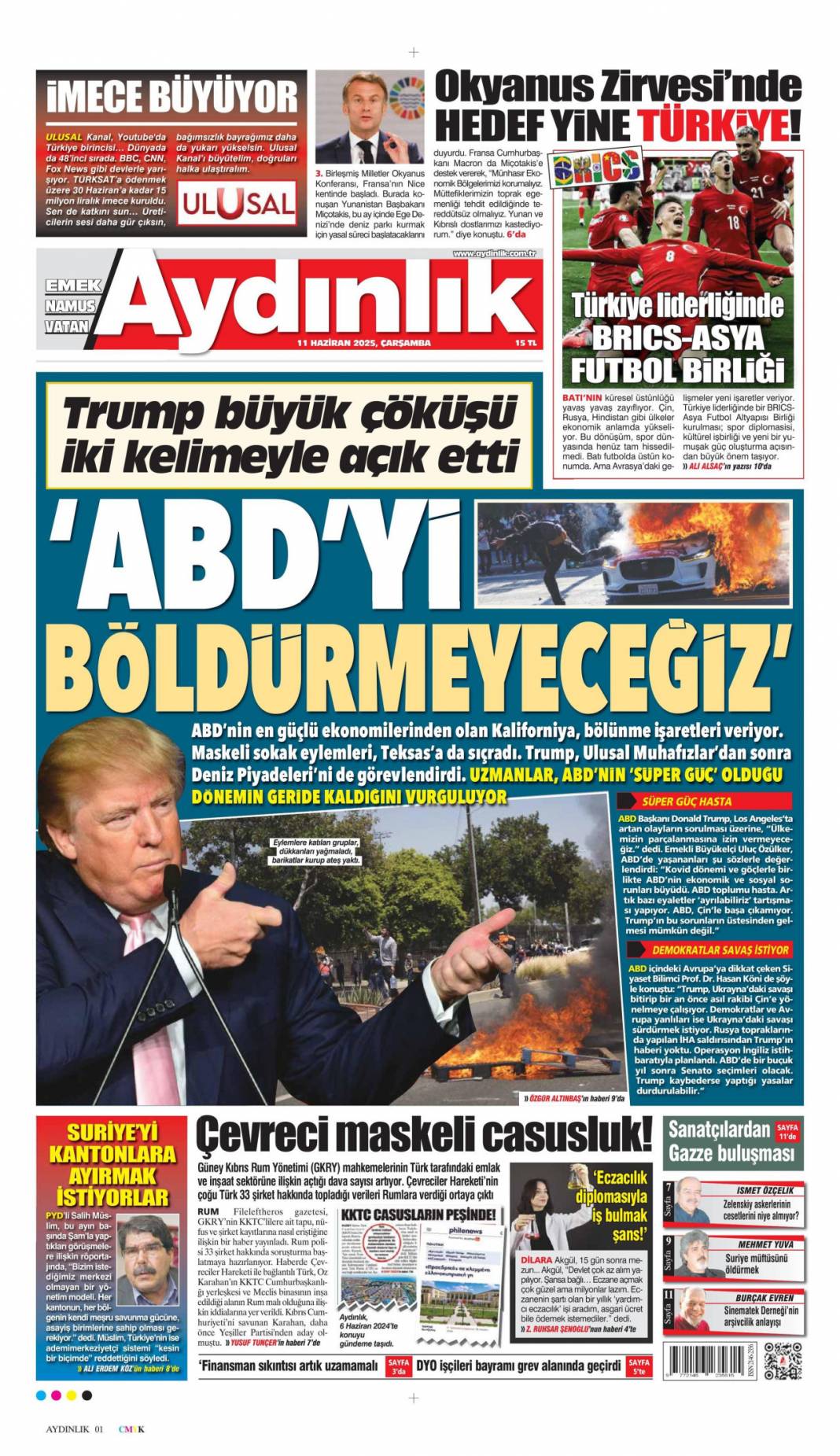 AB'ye Türk Kalkanı, Türk İHA'ları Paris'te: 11 Haziran 2025 gazete manşetleri 15