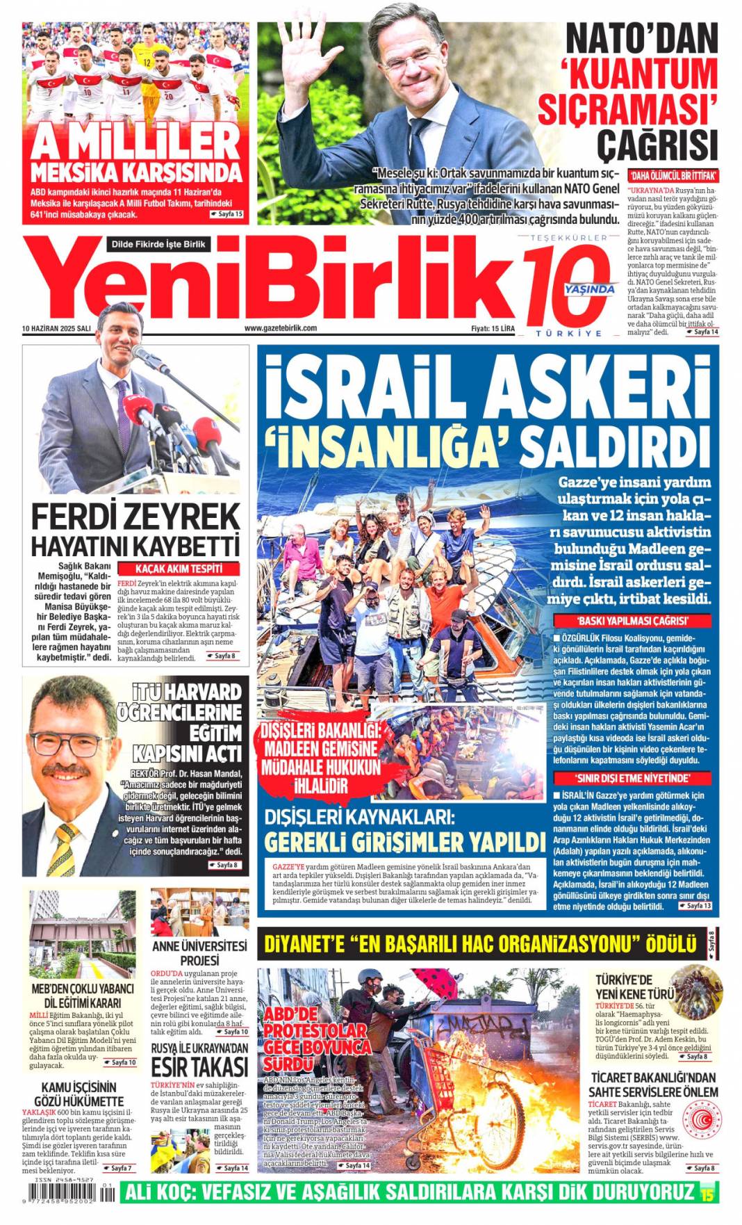 Soykırıma karşı küresel intifada: 10 Haziran 2025 gazete manşetleri 16