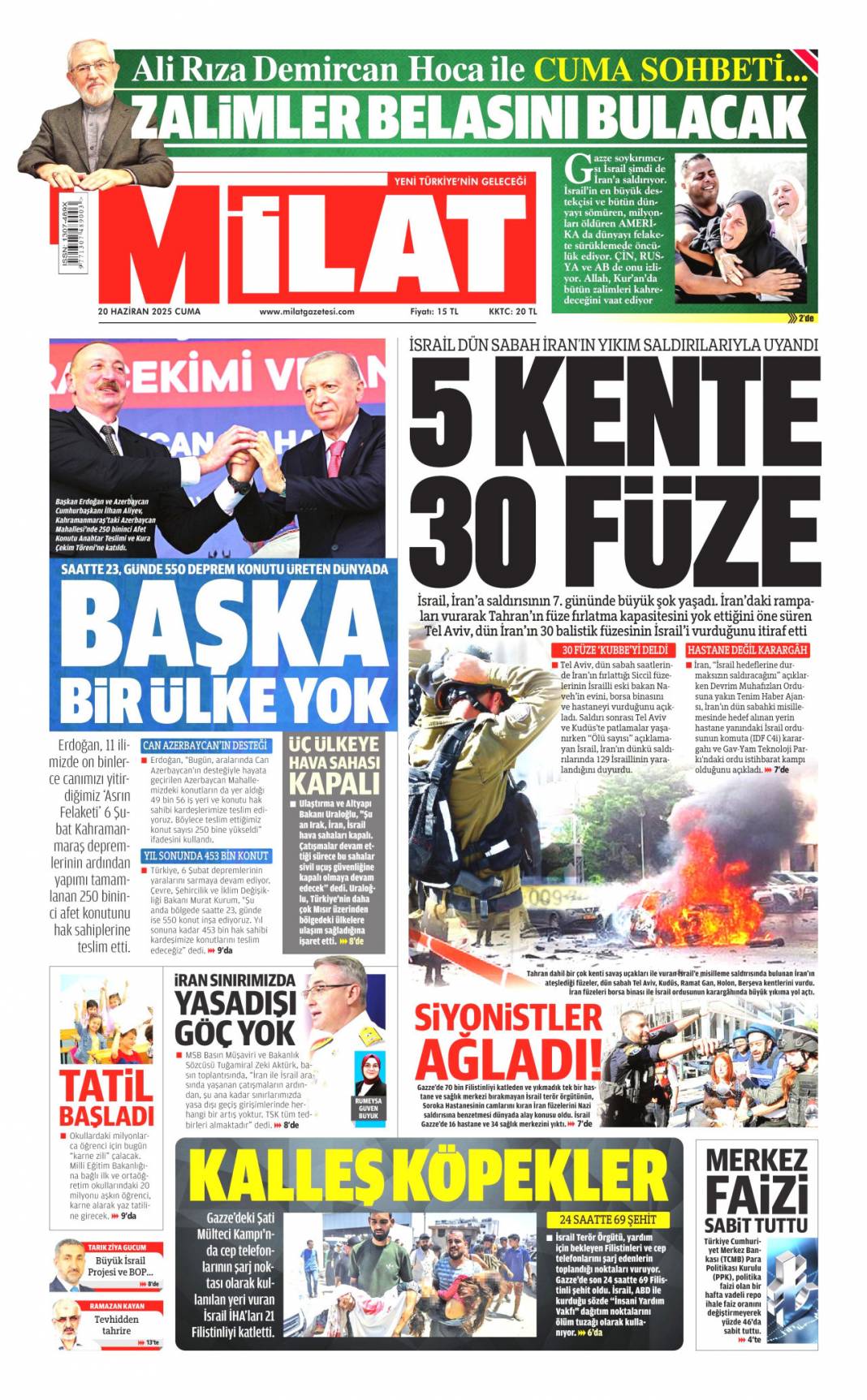 Kardeşlik mahallesi, 250 bininci konut sahibine teslim: 20 Haziran 2025 gazete manşetleri 17