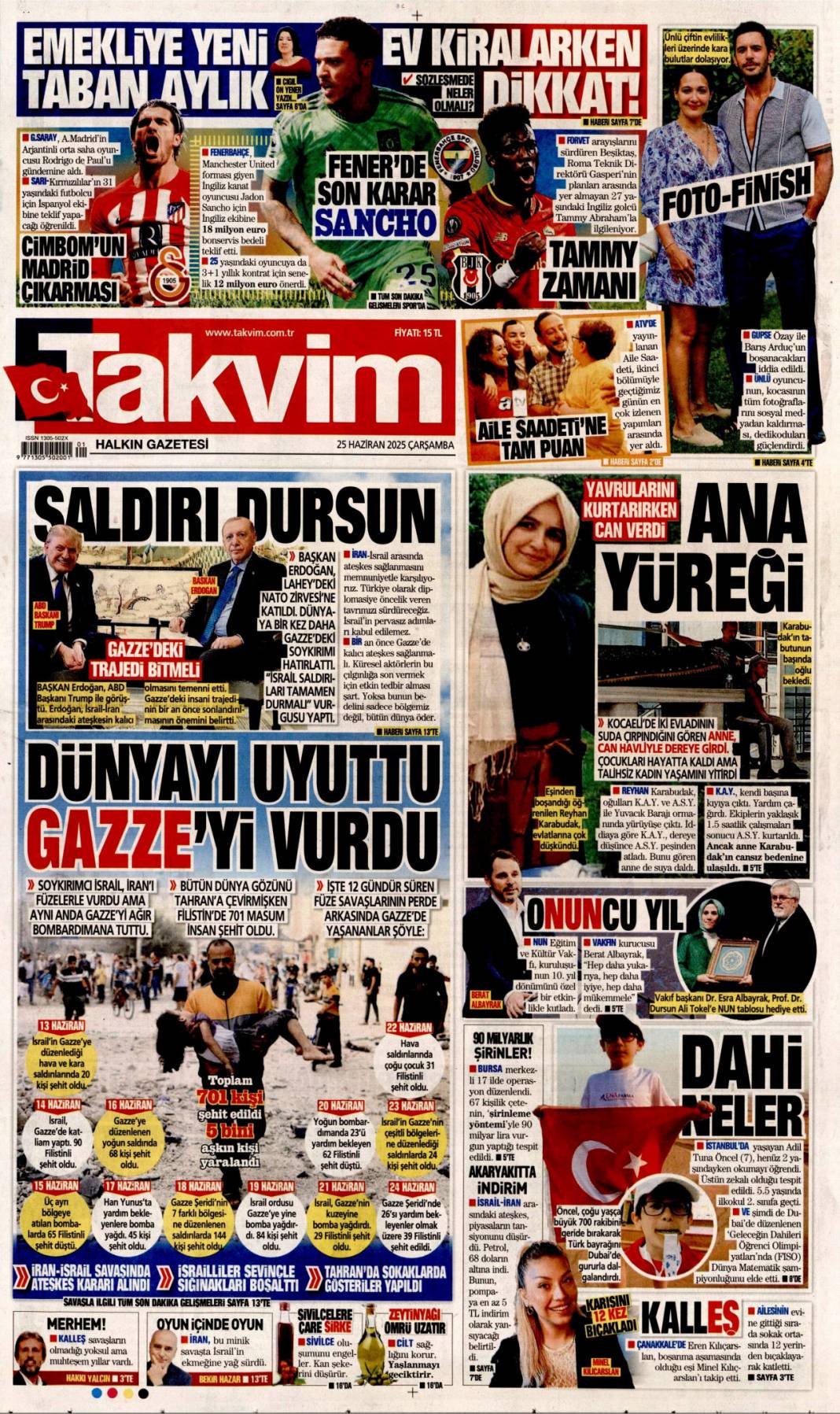 Ateşkes kalıcı olmalı! Başkan Erdoğan Trump ile görüştü: 25 Haziran 2025 gazete manşetleri 18