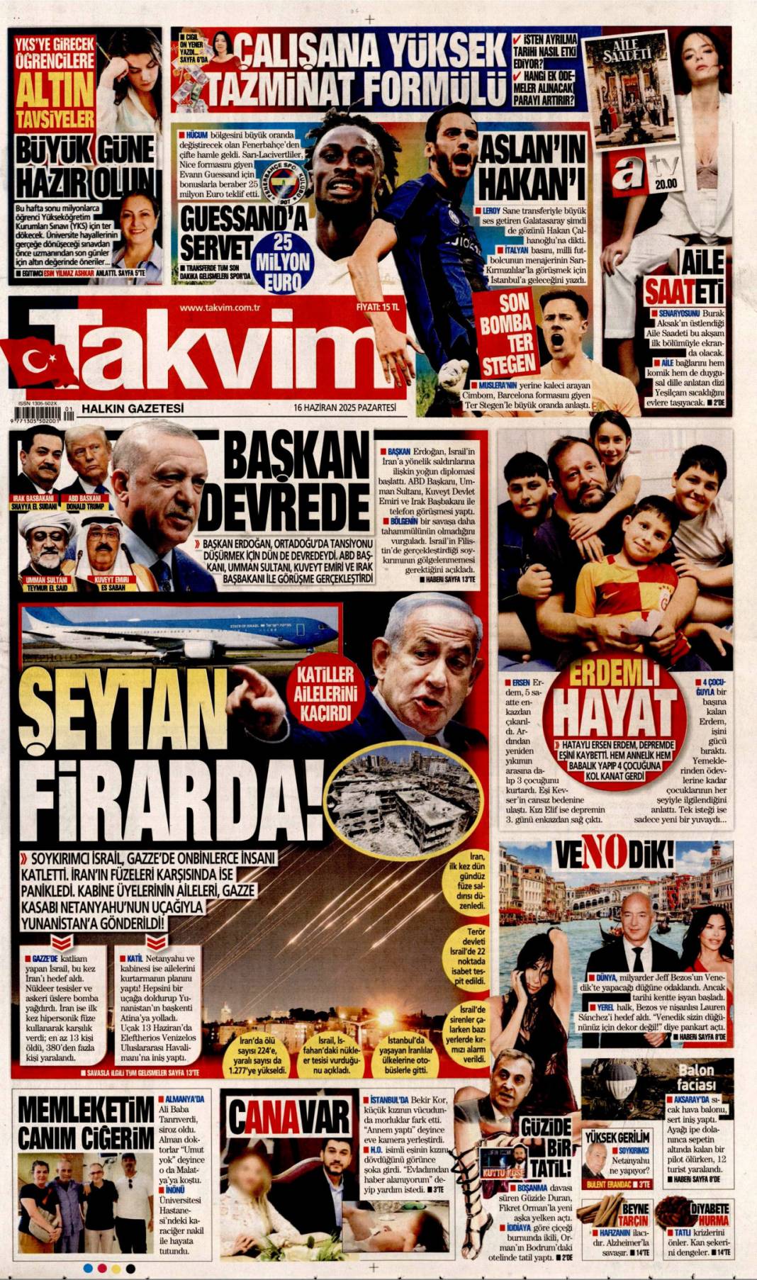 Uçak ve füze savaşı, İsrail ve İran alev alev: 16 Haziran 2025 gazete manşetleri 18