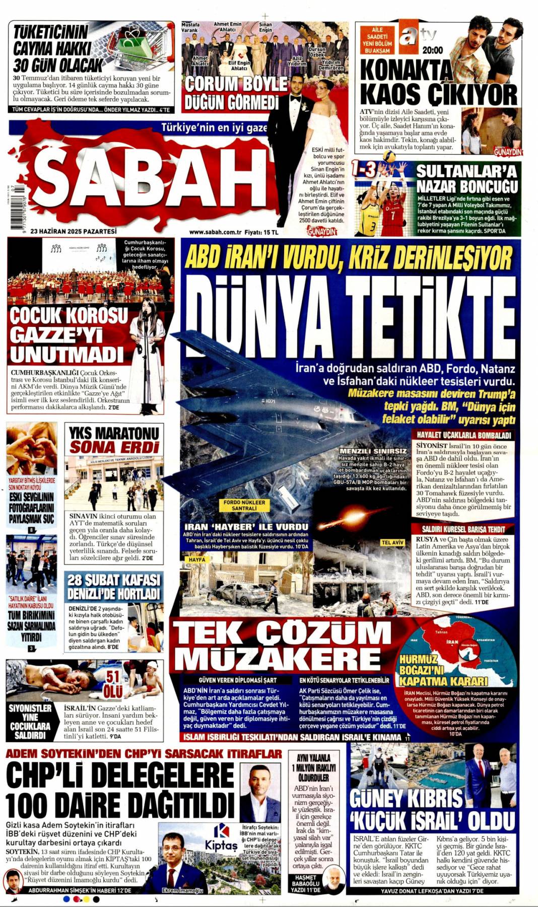 Dünya tetikte! ABD İran'ı vurdu kriz derinleşiyor: 23 Haziran 2025 gazete manşetleri 1