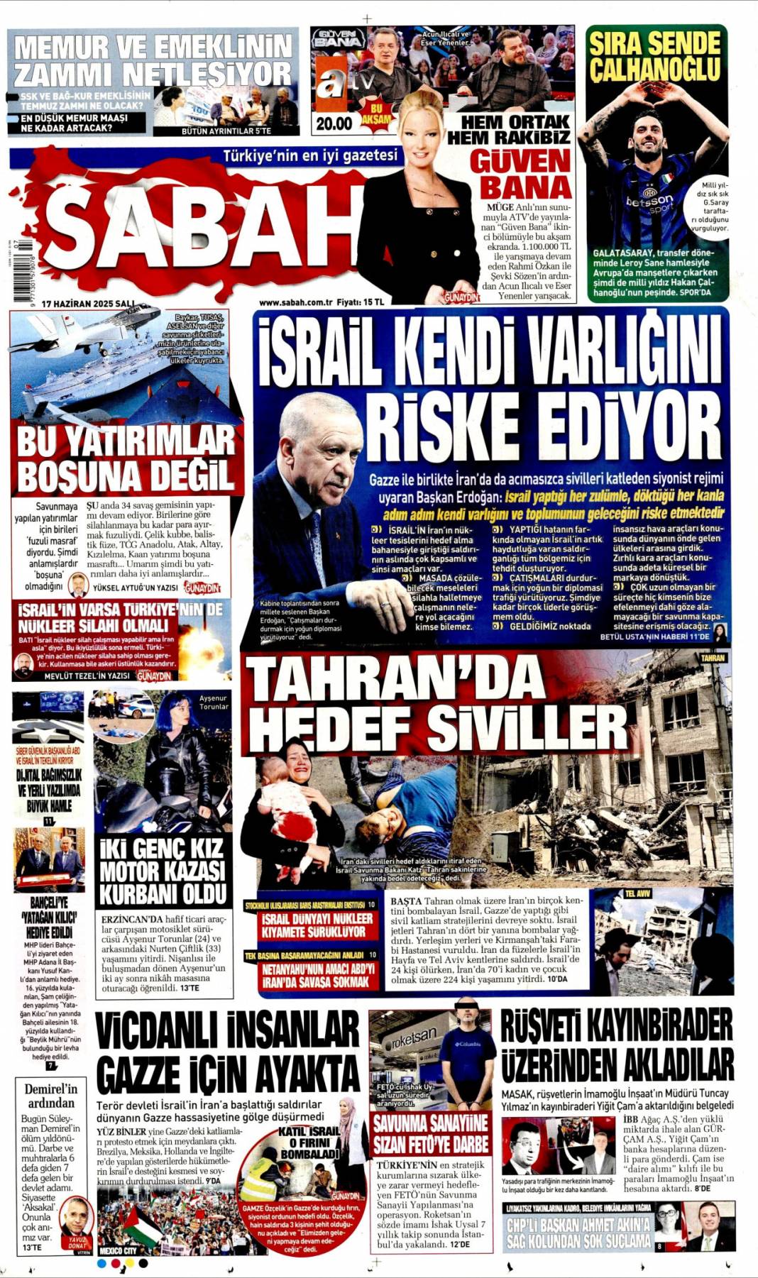 Mossad riskini erken çözdük: 17 haziran 2025 gazete manşetleri 3