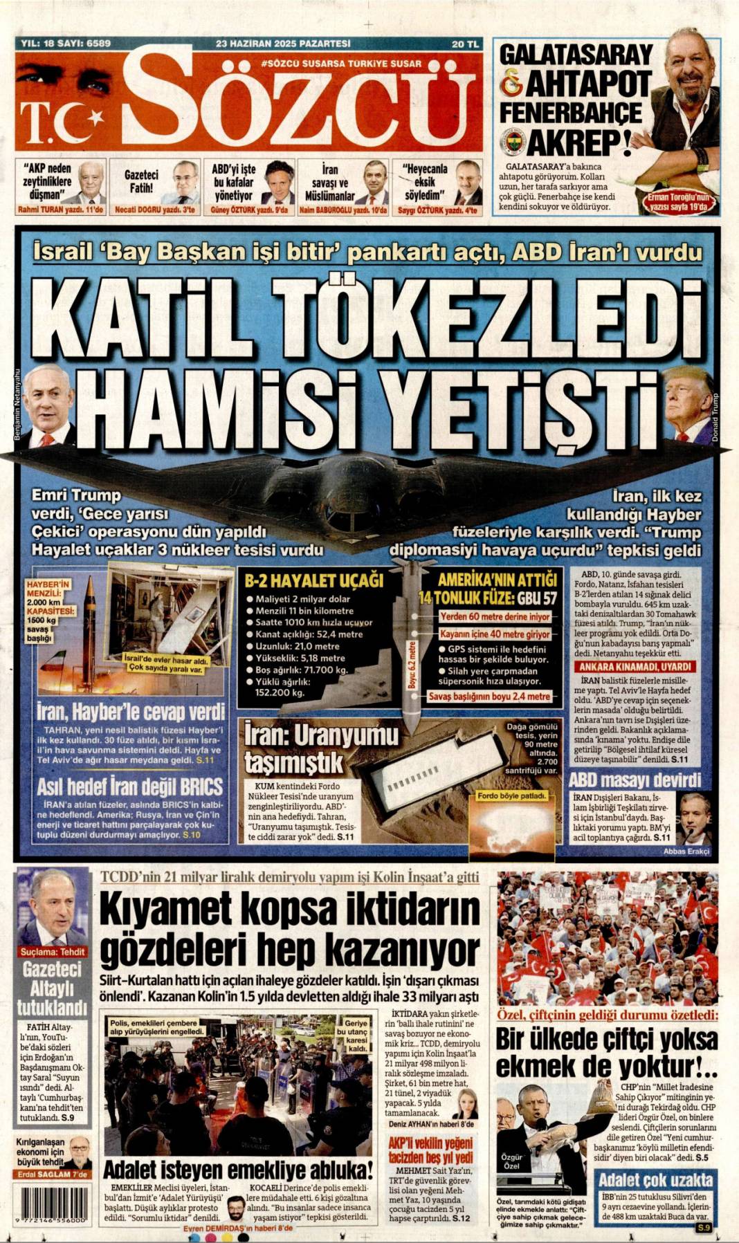 Dünya tetikte! ABD İran'ı vurdu kriz derinleşiyor: 23 Haziran 2025 gazete manşetleri 3