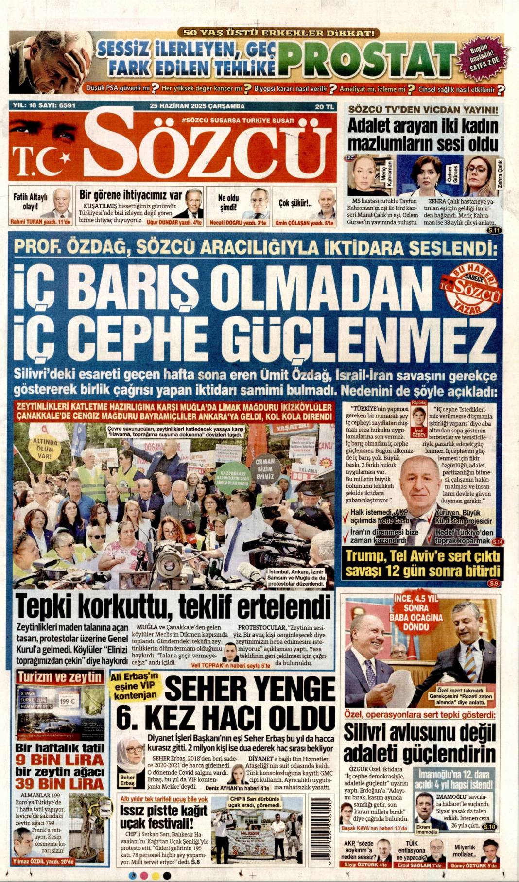 Ateşkes kalıcı olmalı! Başkan Erdoğan Trump ile görüştü: 25 Haziran 2025 gazete manşetleri 3