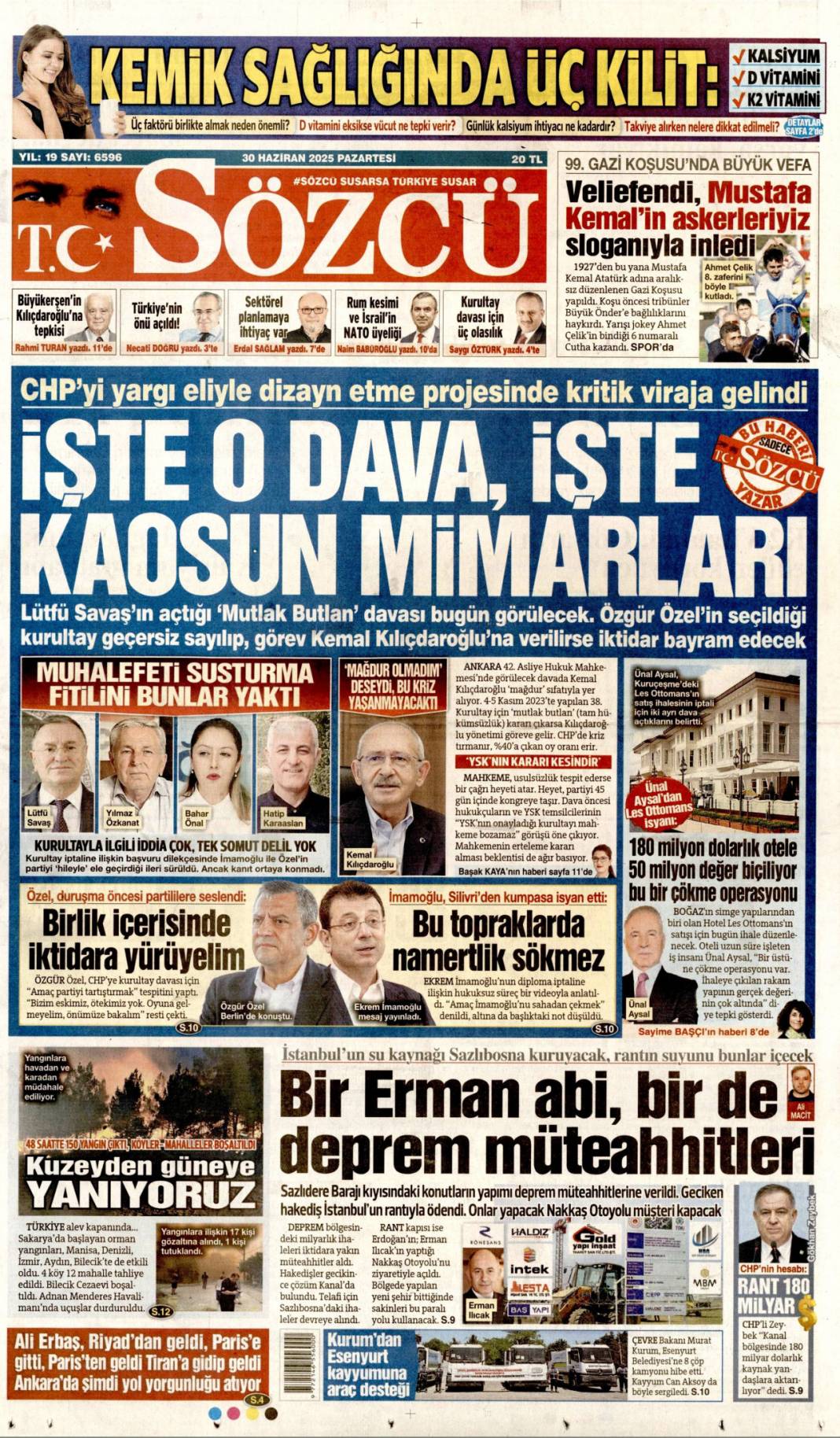 Şaibeli kongre CHP'yi ağır yaraladı: 30 Haziran 2025 gazete manşetleri 3