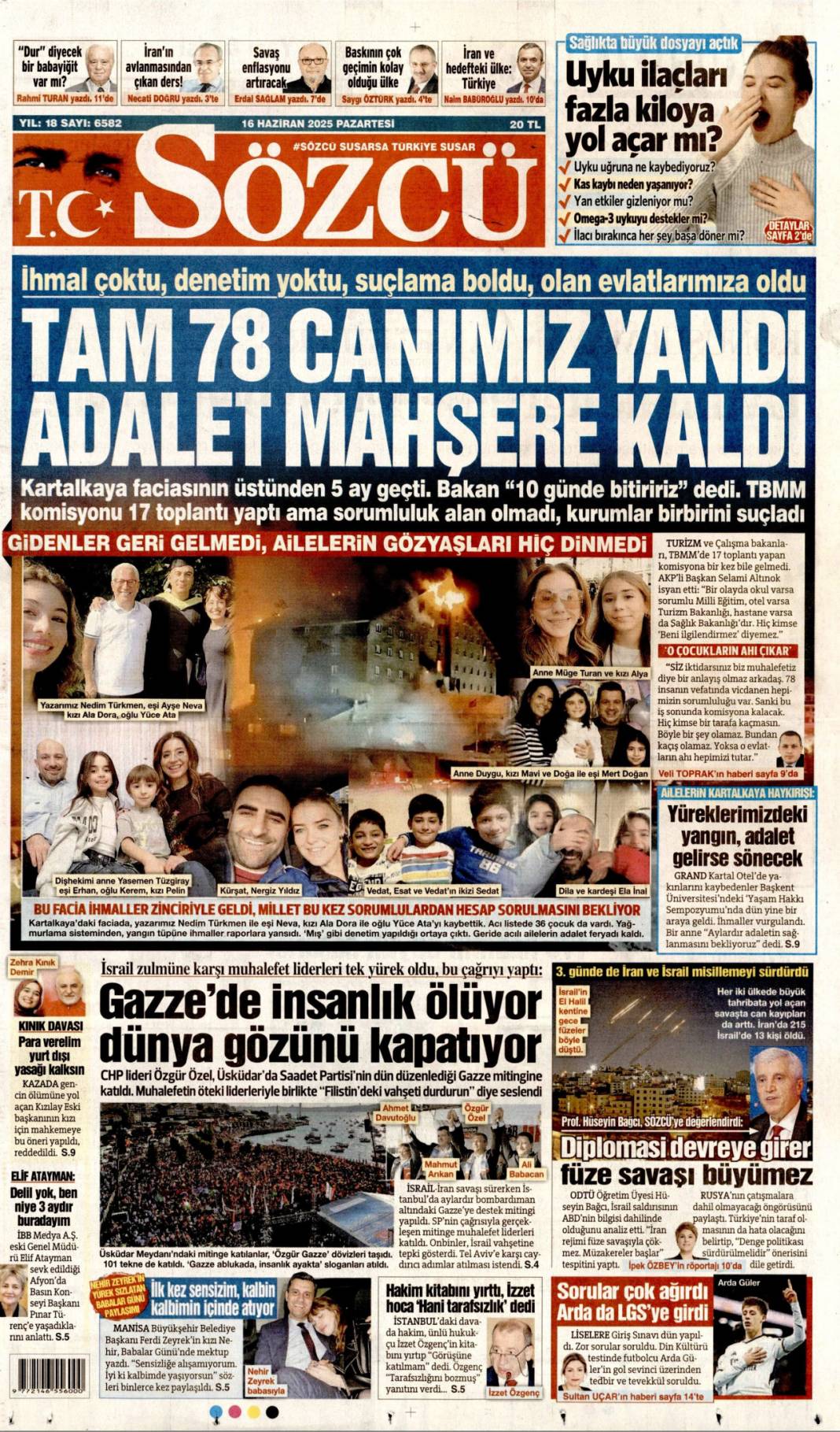 Uçak ve füze savaşı, İsrail ve İran alev alev: 16 Haziran 2025 gazete manşetleri 4