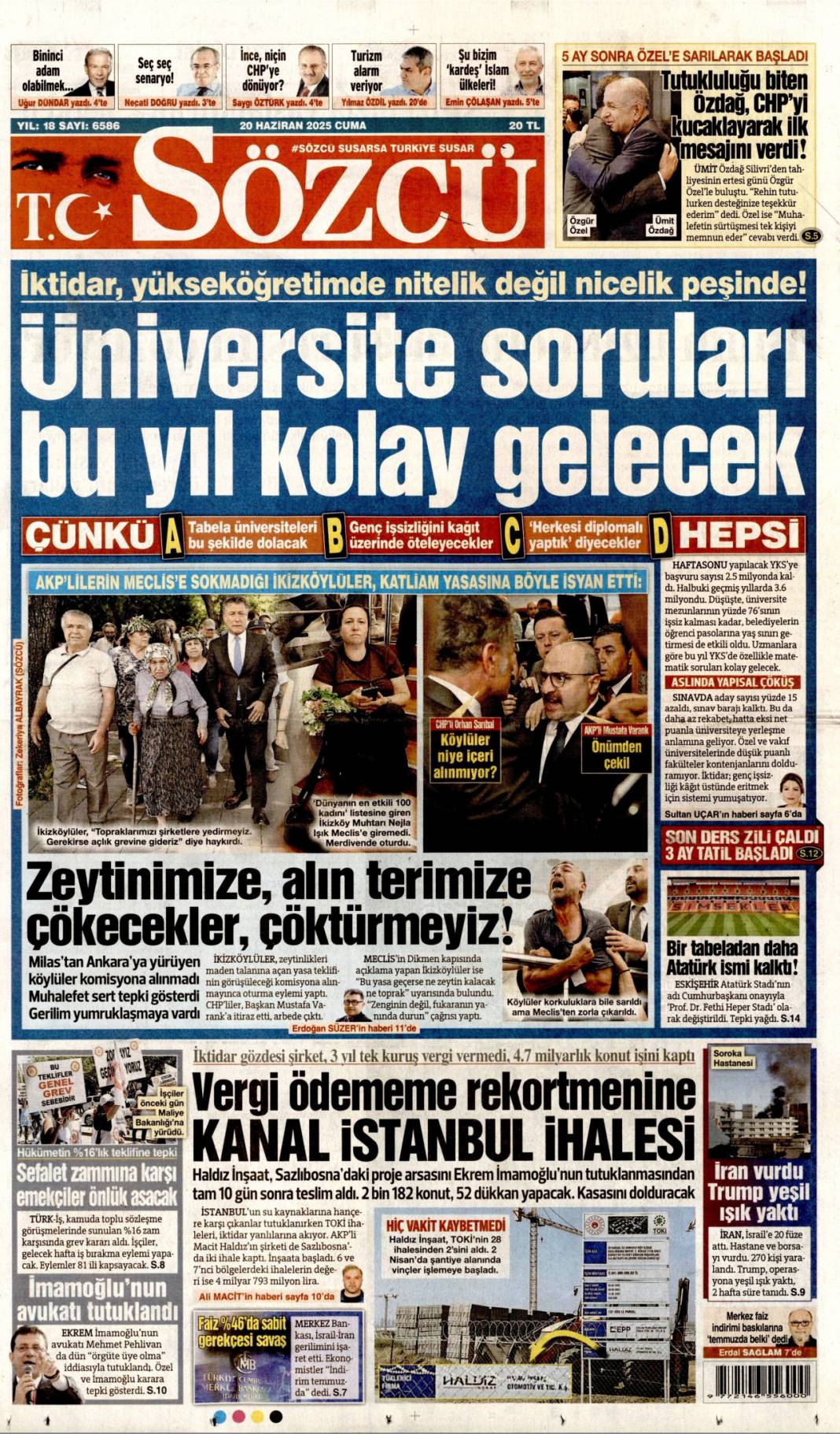 Kardeşlik mahallesi, 250 bininci konut sahibine teslim: 20 Haziran 2025 gazete manşetleri 3